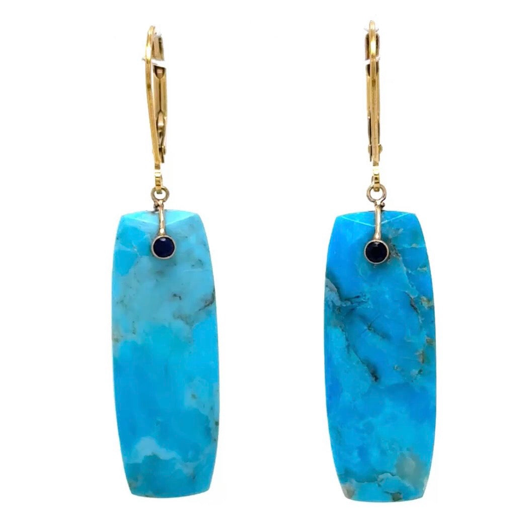 Long Gem Slice Drop Earrings