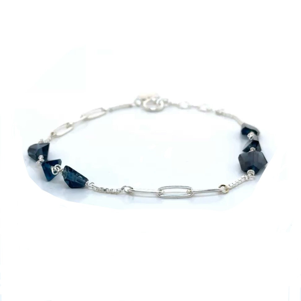 London Blue Silver Chain Bracelet