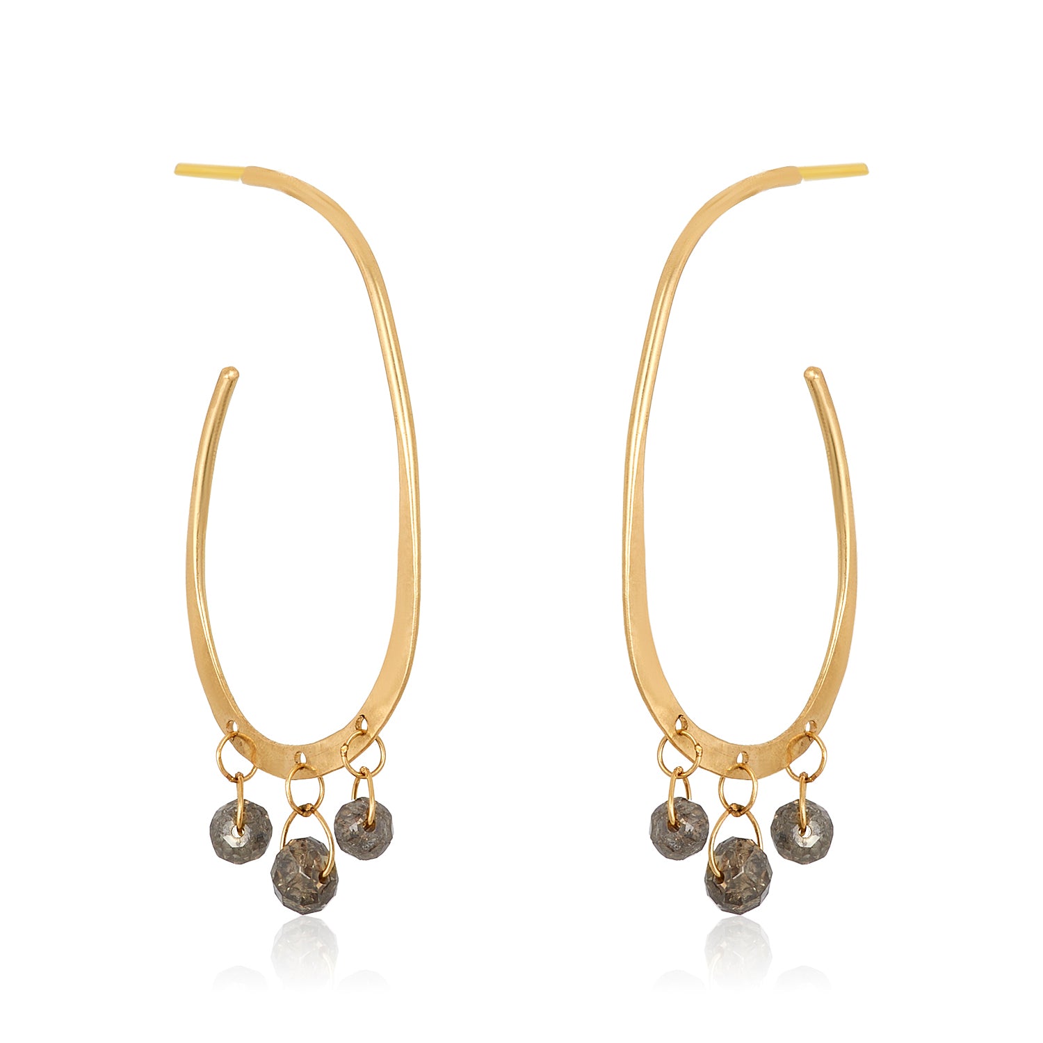 Trio Diamond Dangle Hoops in 14k
