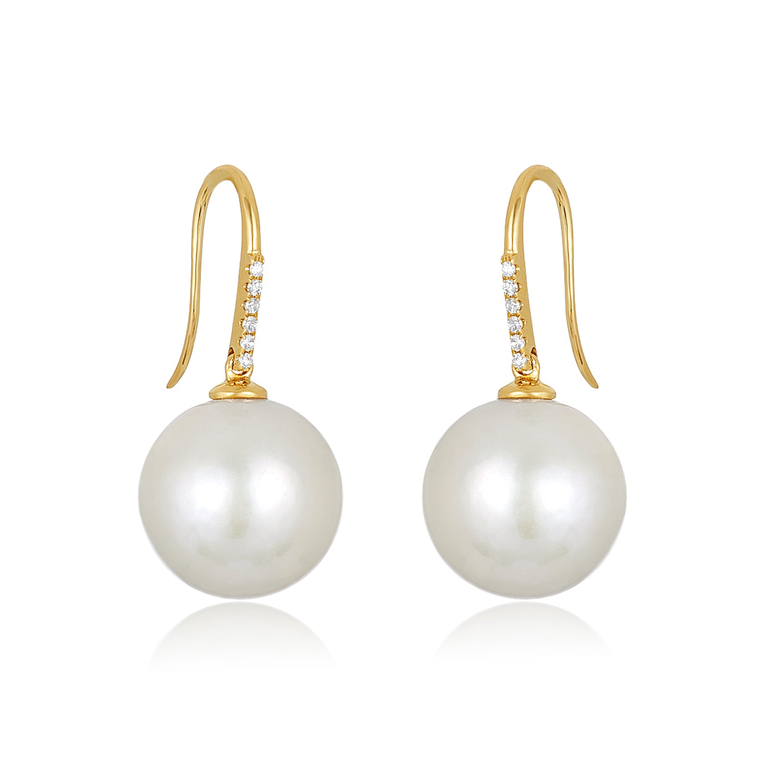 Simply Pearl Diamond Earrings in 14k