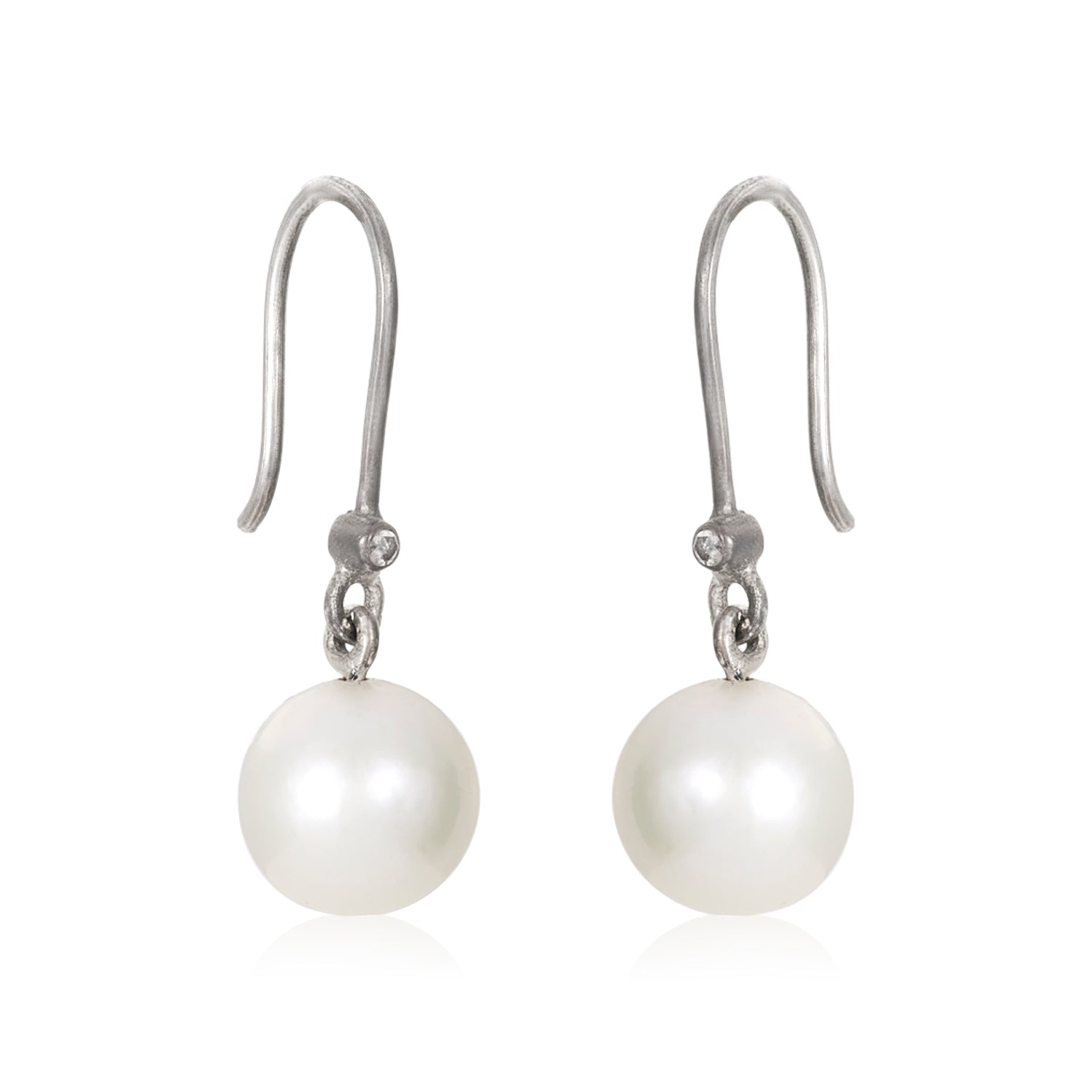 Pearl Silver Diamond Earrings