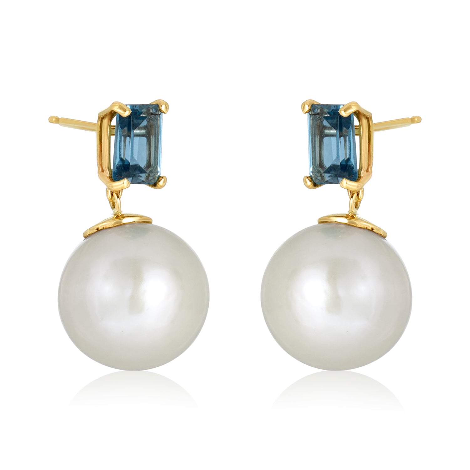London Blue Topaz Pearl Drop Earrings
