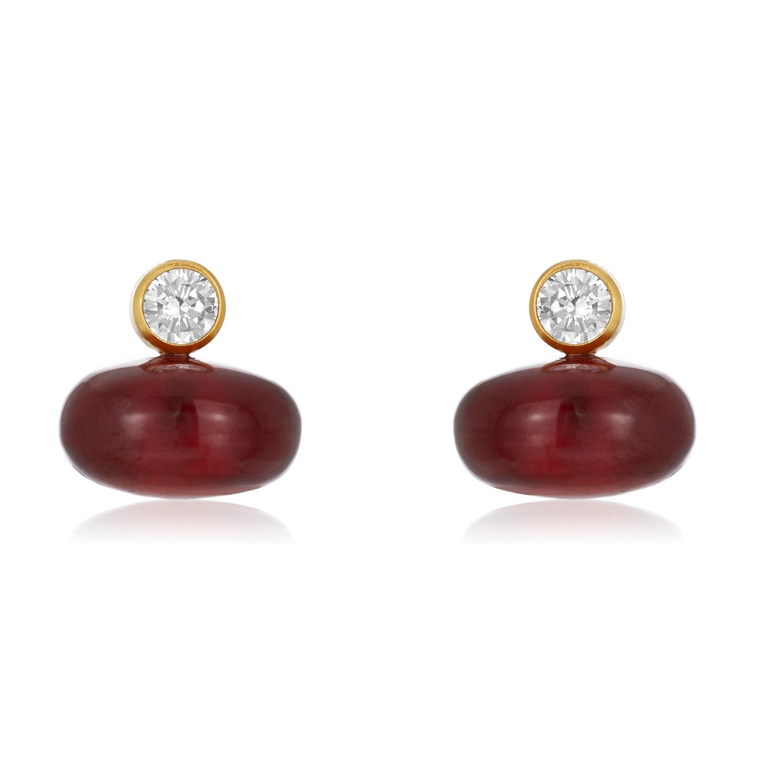 Garnet 14k Gold Lab Grown Diamond Earrings