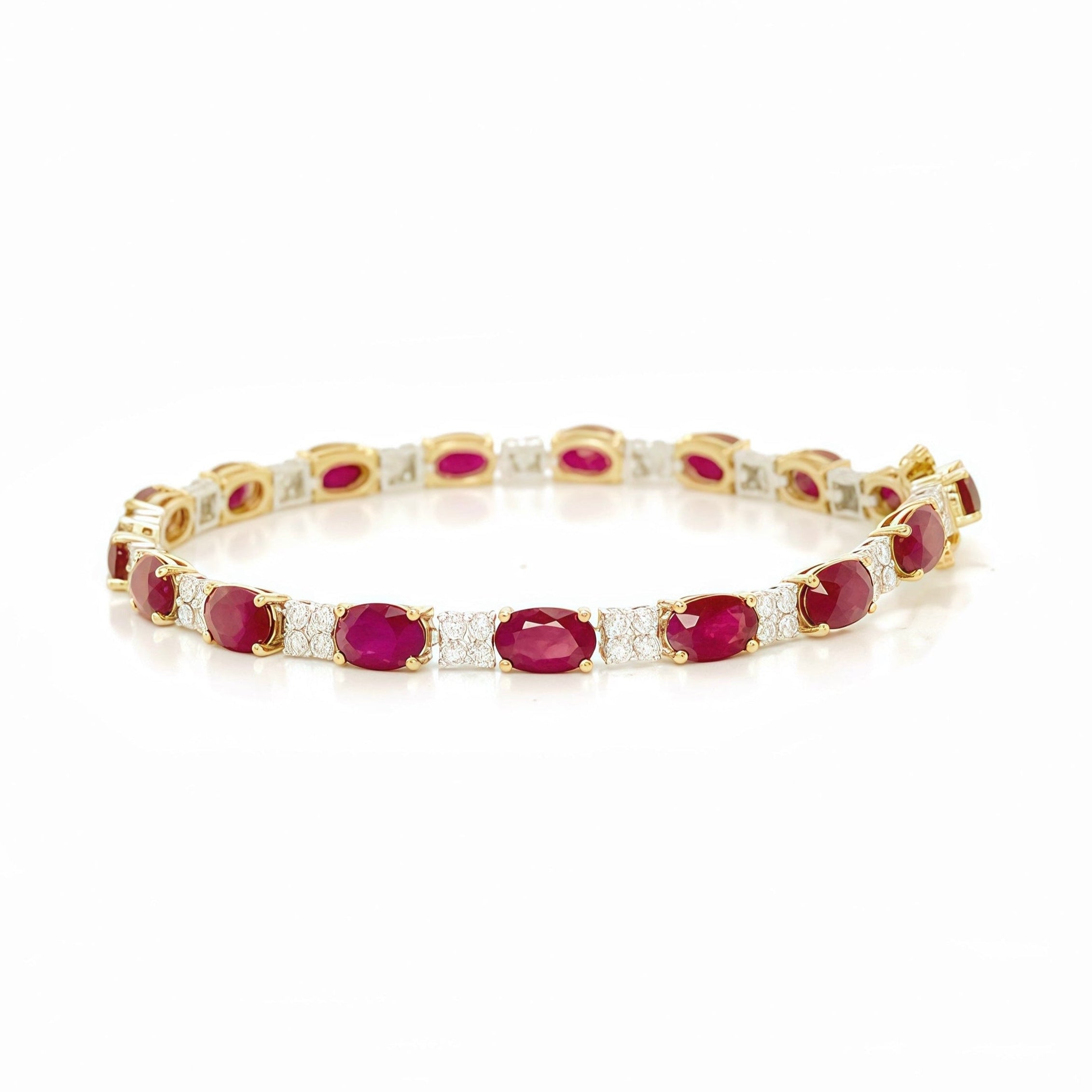 Eternity Ruby Natural Diamond Mixed Gold Bracelet 18k