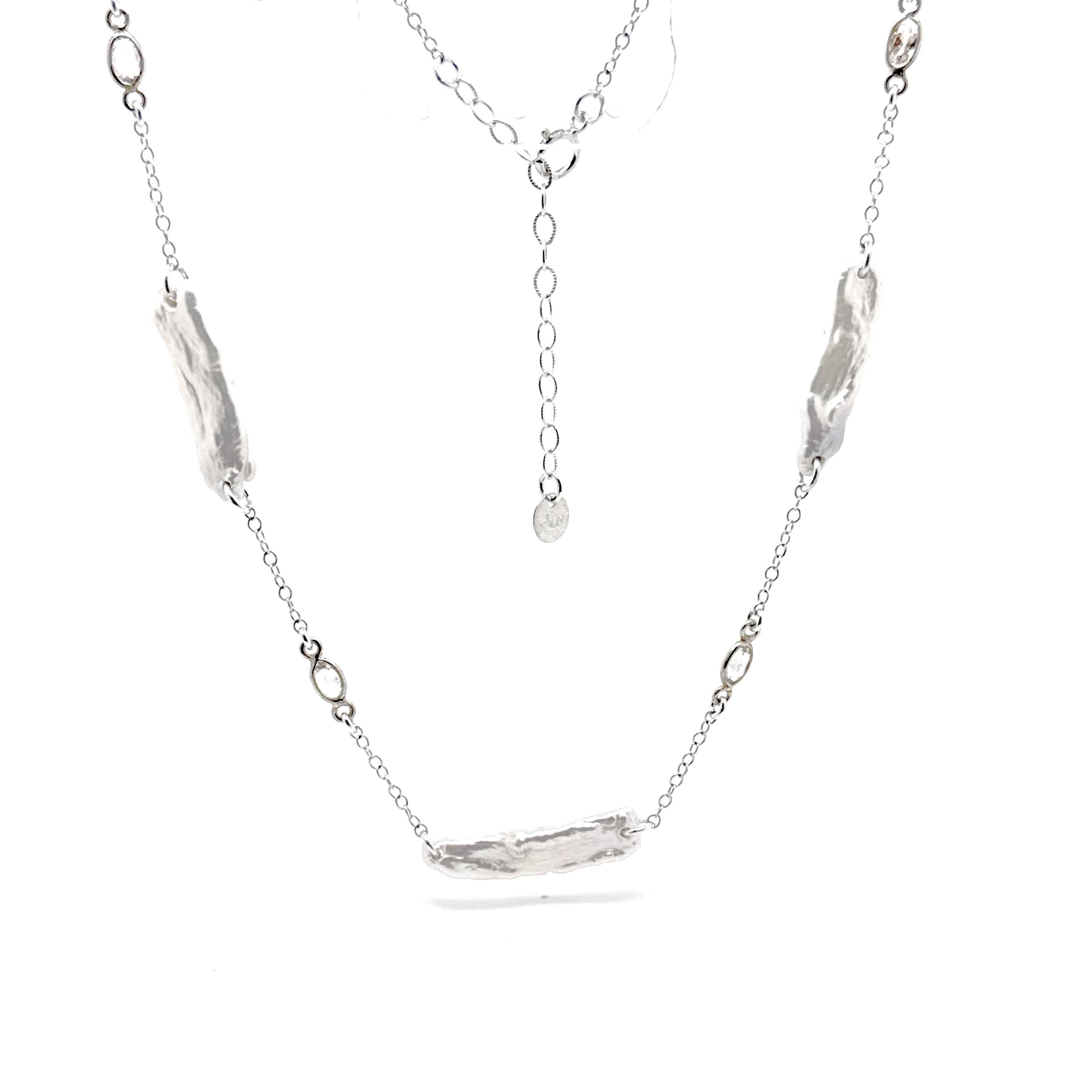 Biwa Pearl and CZ Necklace - Short