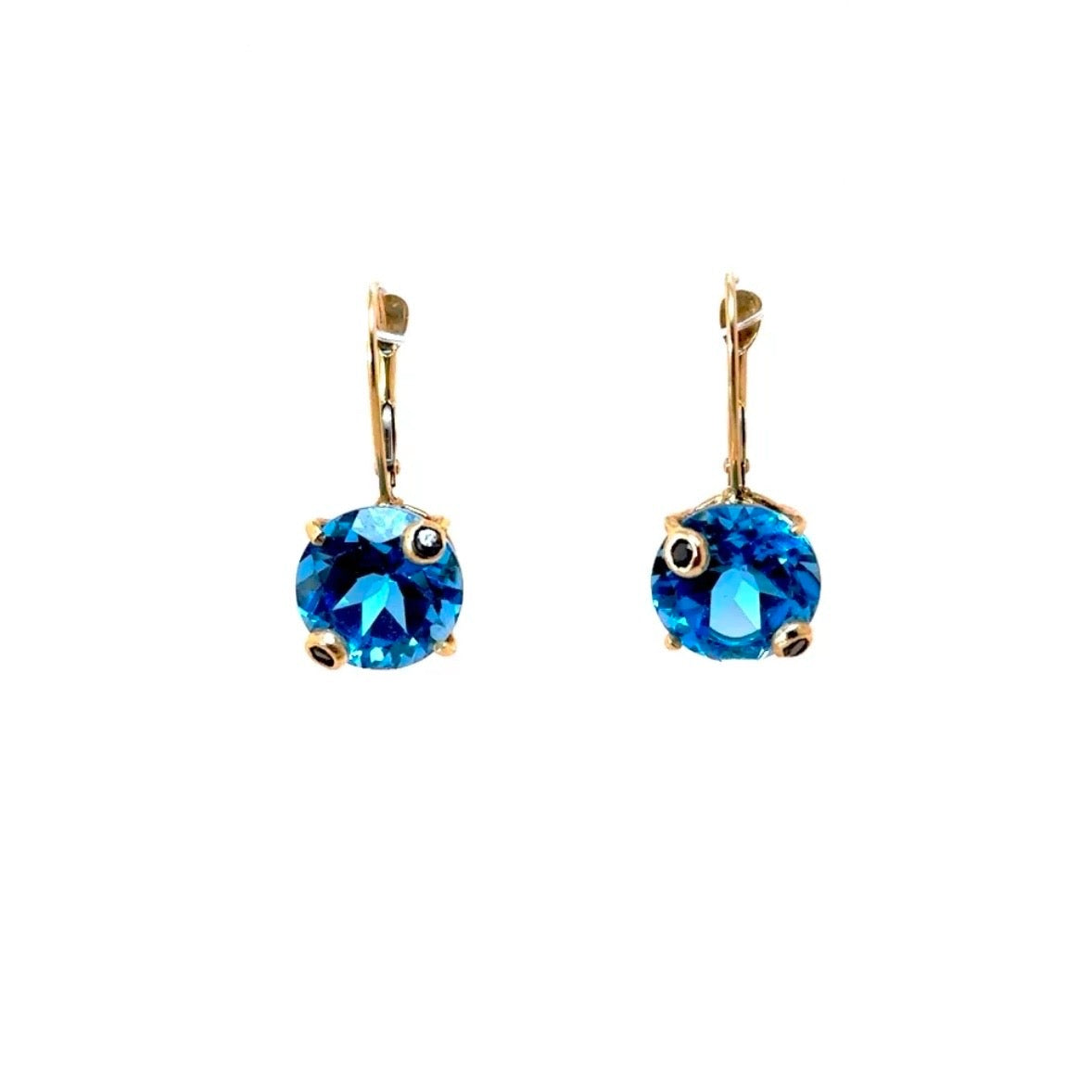 Blue Topaz Lever Back Earrings in 14k