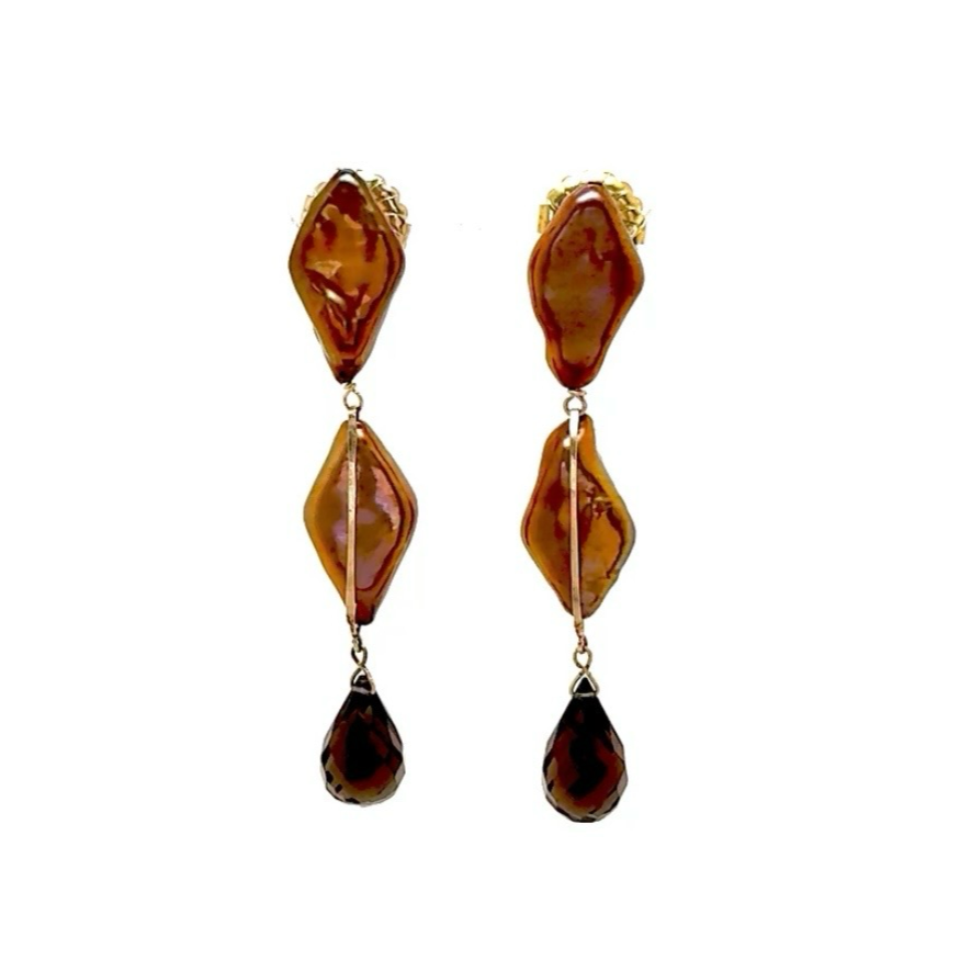 Trio Peacock Pearl Drop Post Earrings