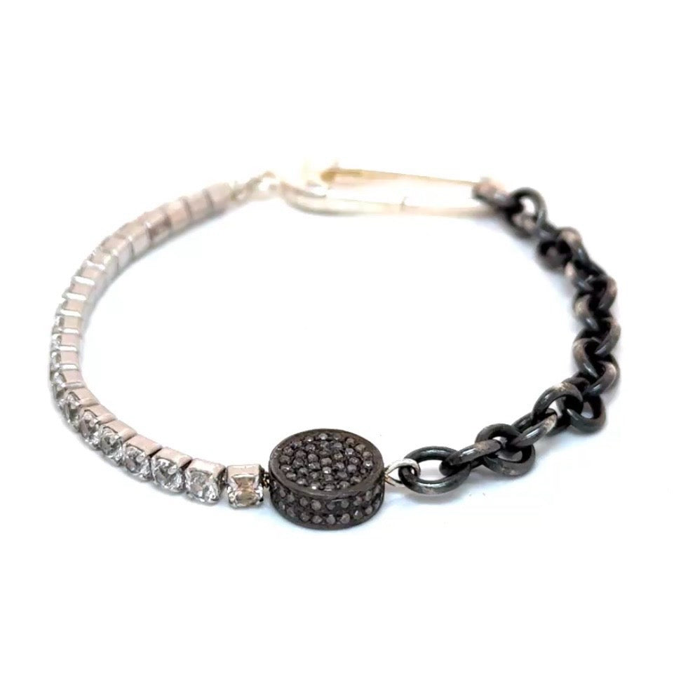 Half Lab Grown Diamond Tennis Bracelet-14k And Silver Mixed