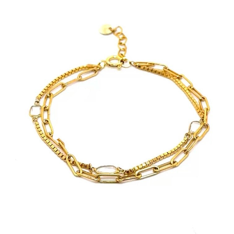 Moissanite Double Chain Paperclip Bracelet