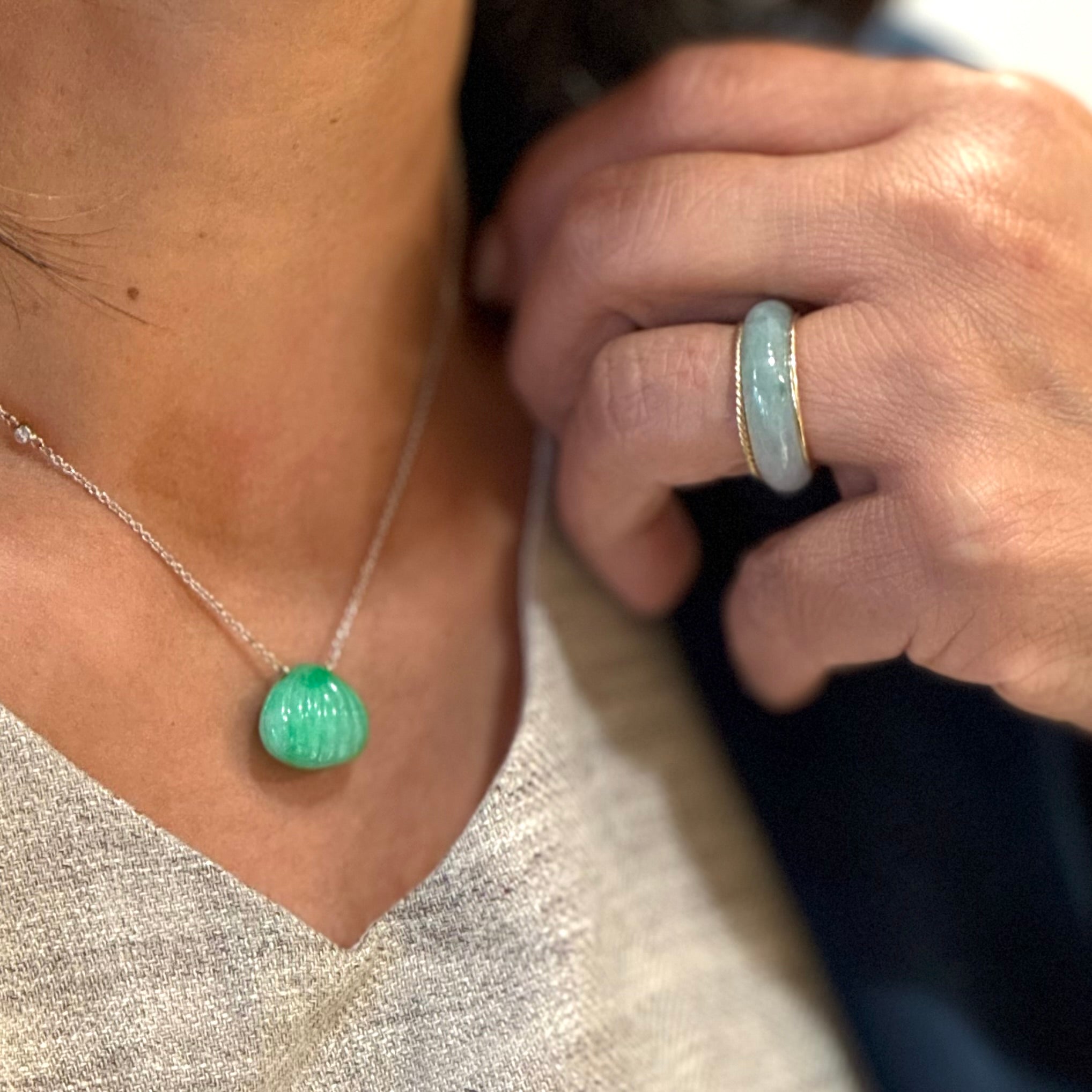 Bold Jade Ring 14k