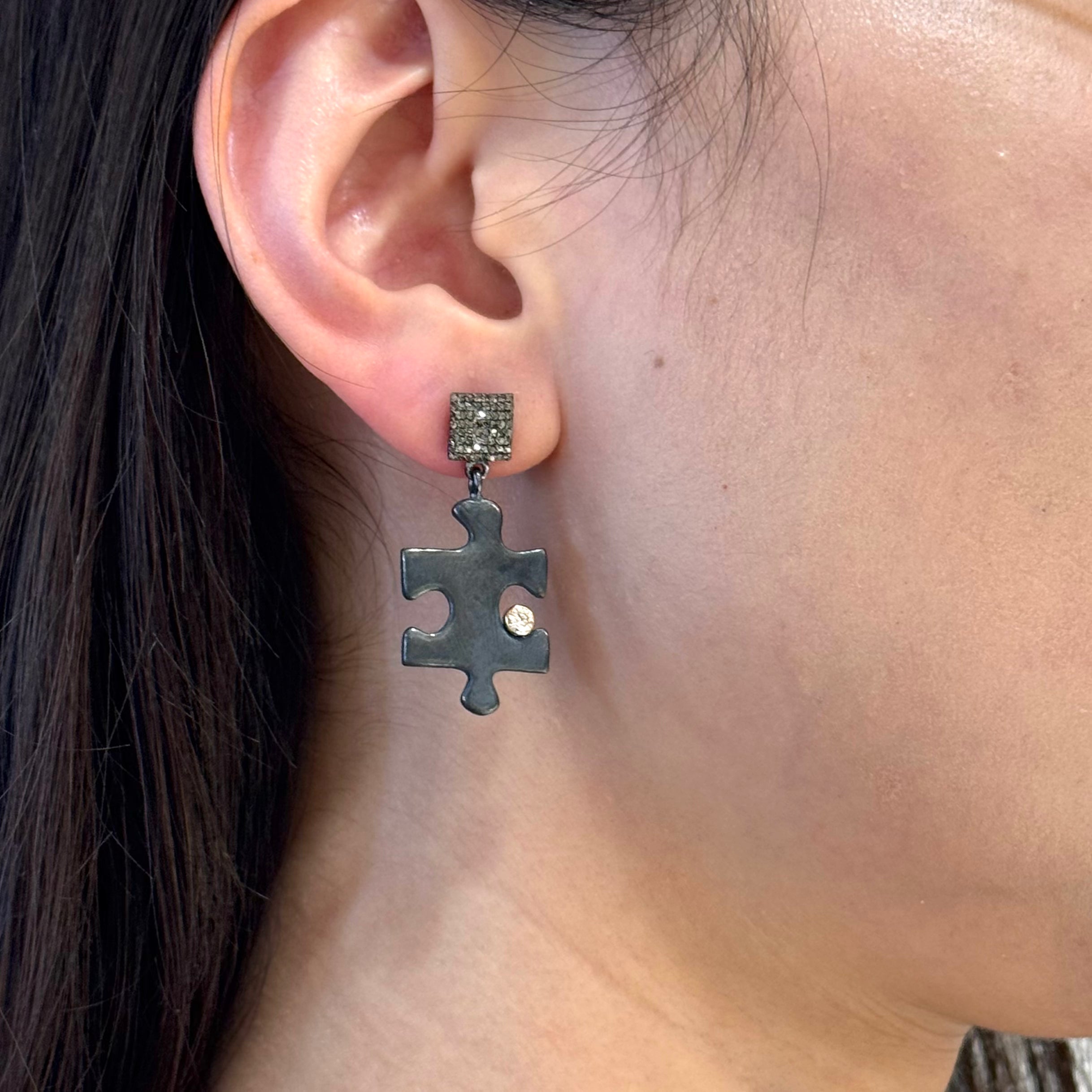Puzzle Lab-diamond Stud Earrings