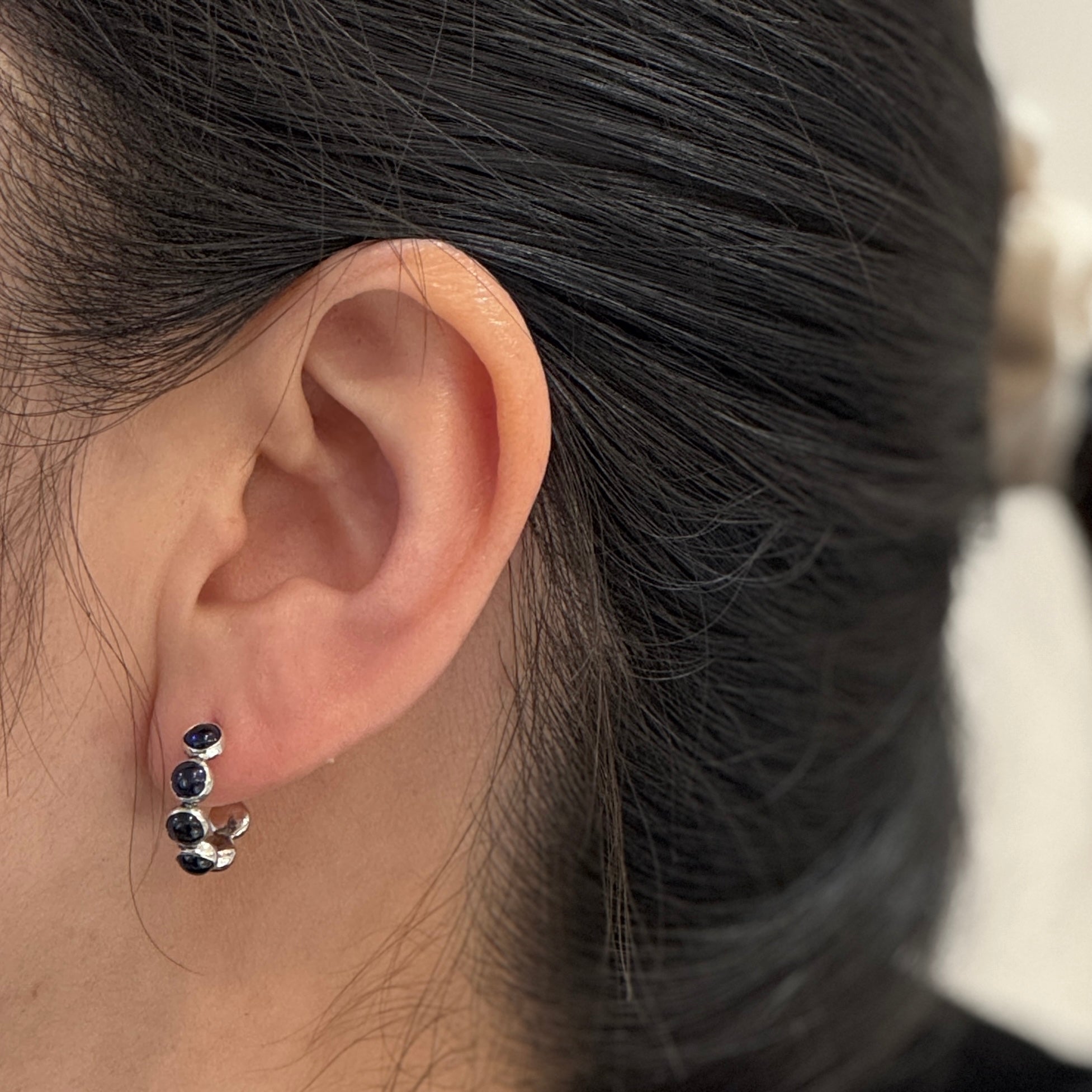 Mini Cabochon Gem Bezel Hoops