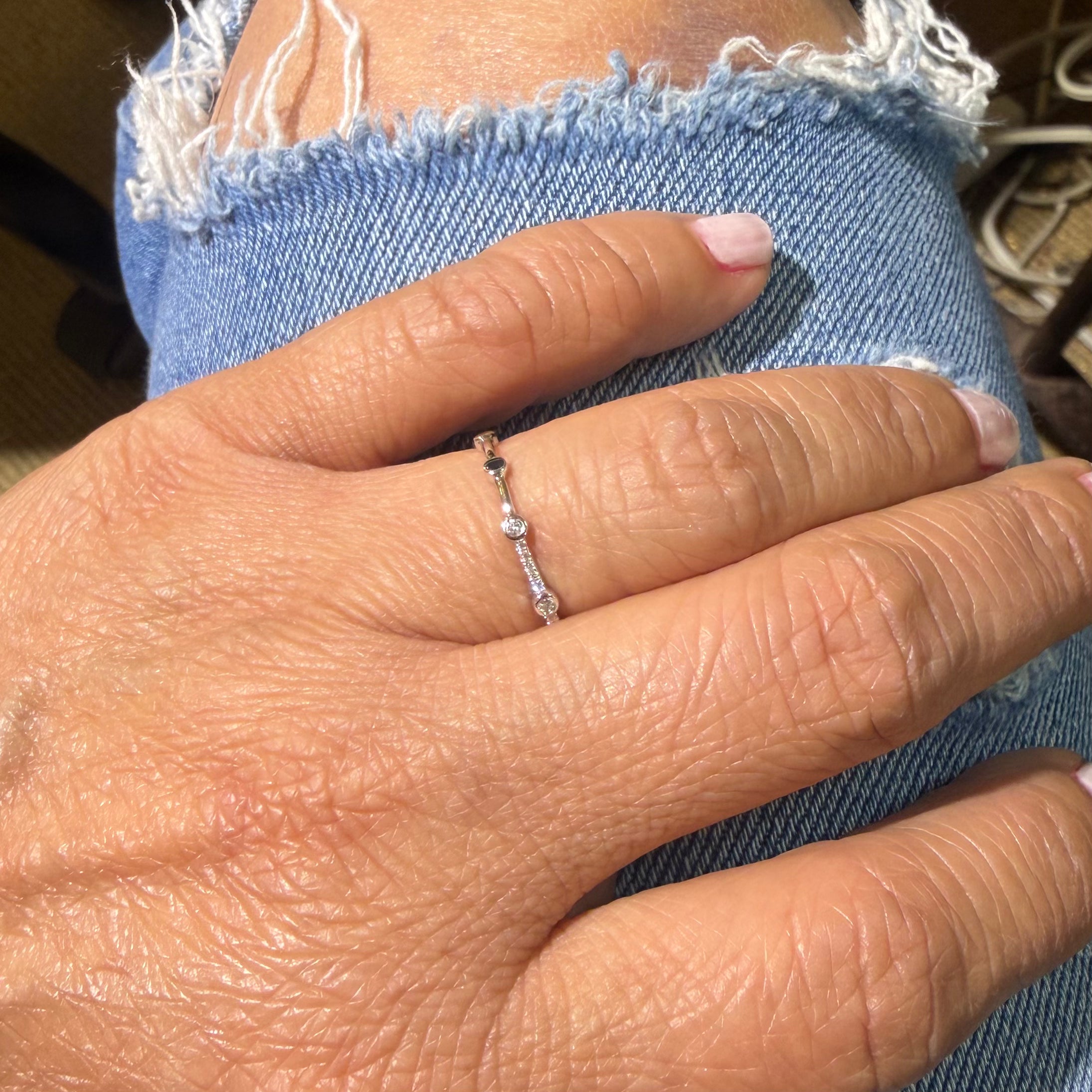 Diamond By The Yard Halfway Ring In 14k White Gold