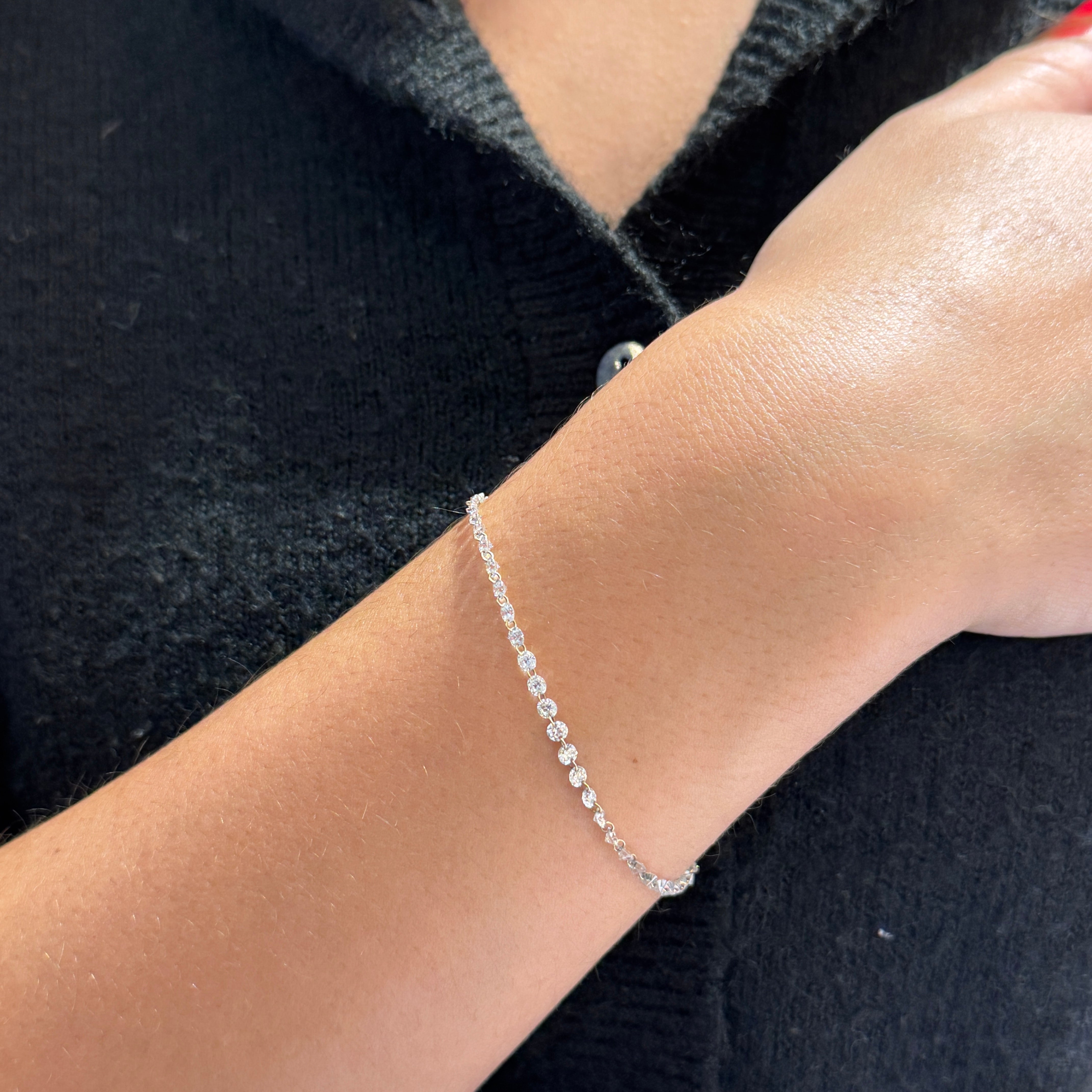 Lab Floating Diamond All Around Bracelet-14k