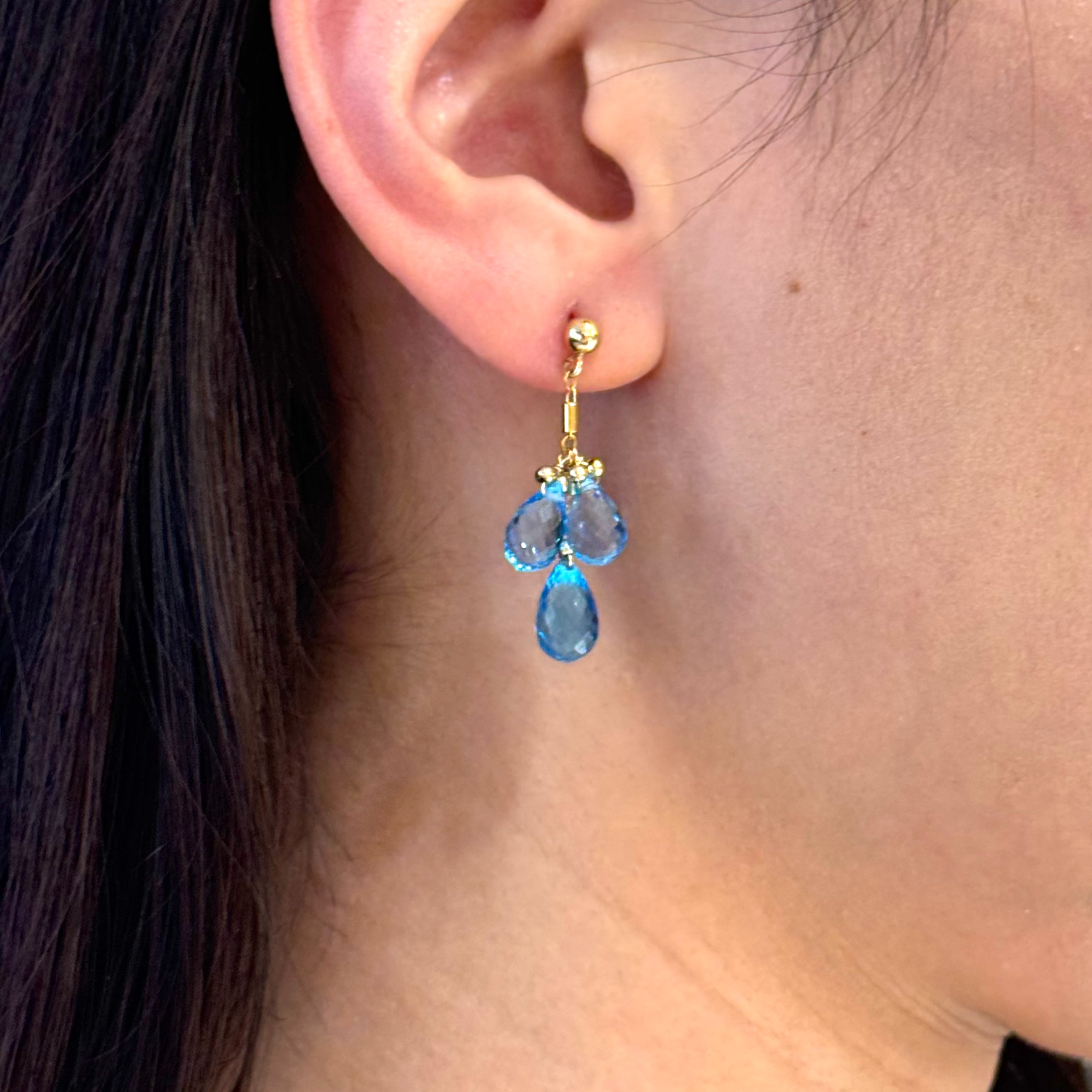 Tara Studs Earrings - Swiss blue