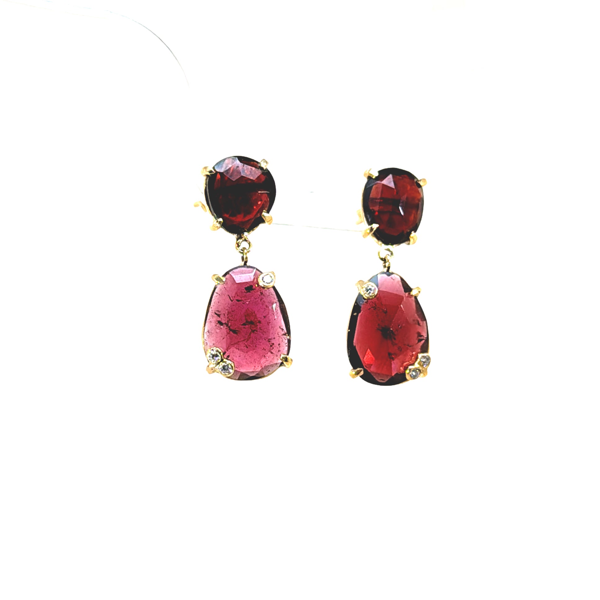 Mylah Diamond Garnet Earrings in 14k