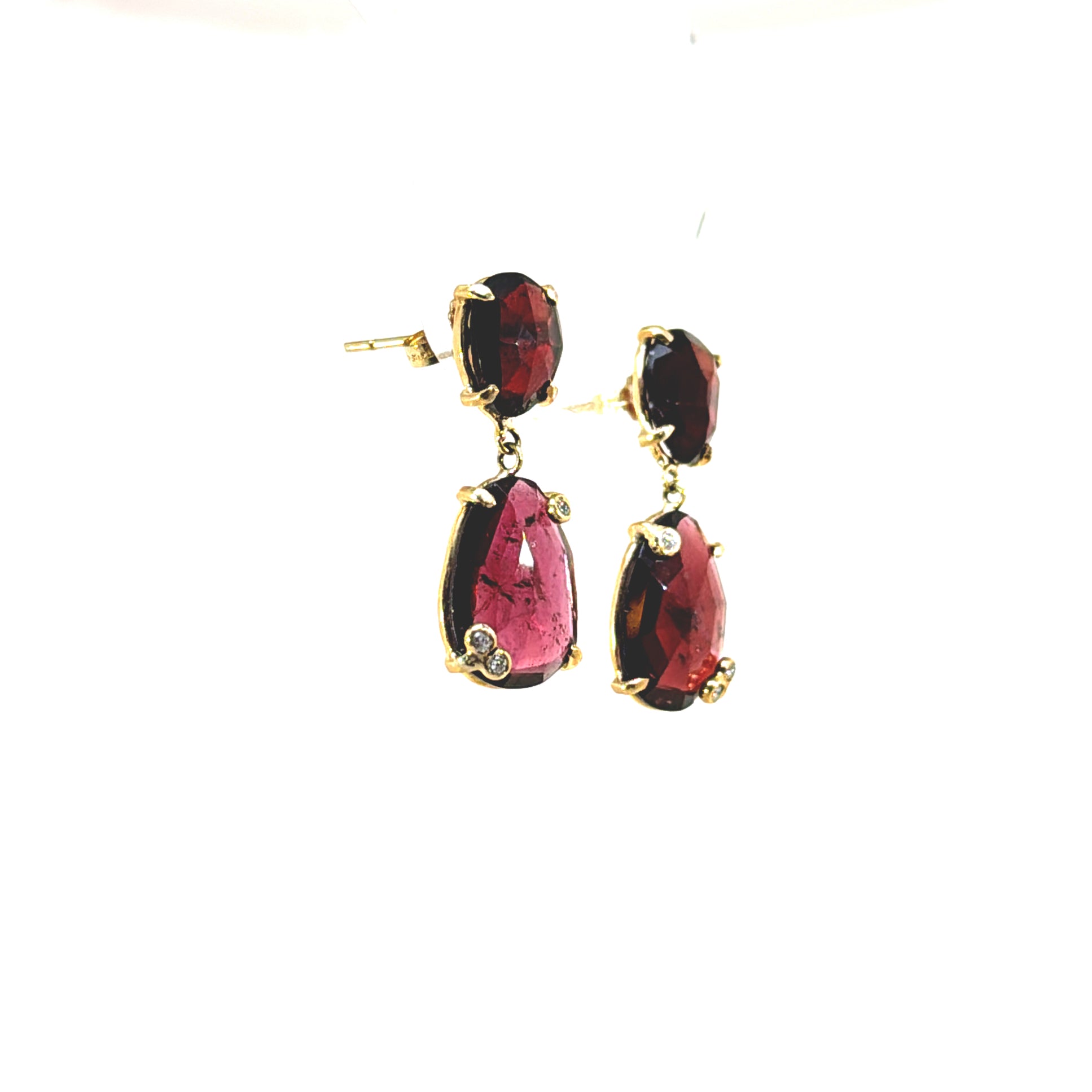 Mylah Diamond Garnet Earrings in 14k