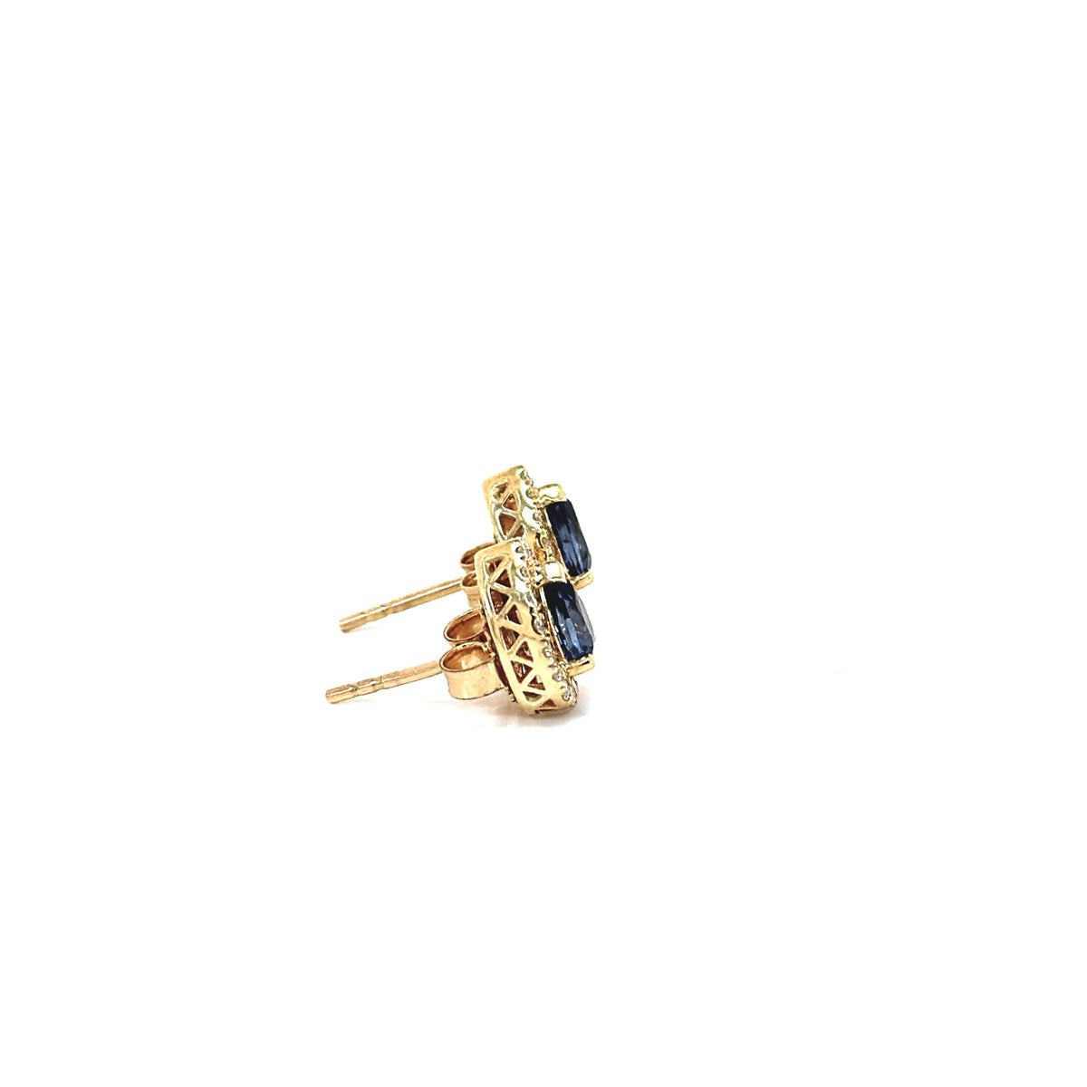 Blue Teardrop Sapphire Diamond Studs-14k