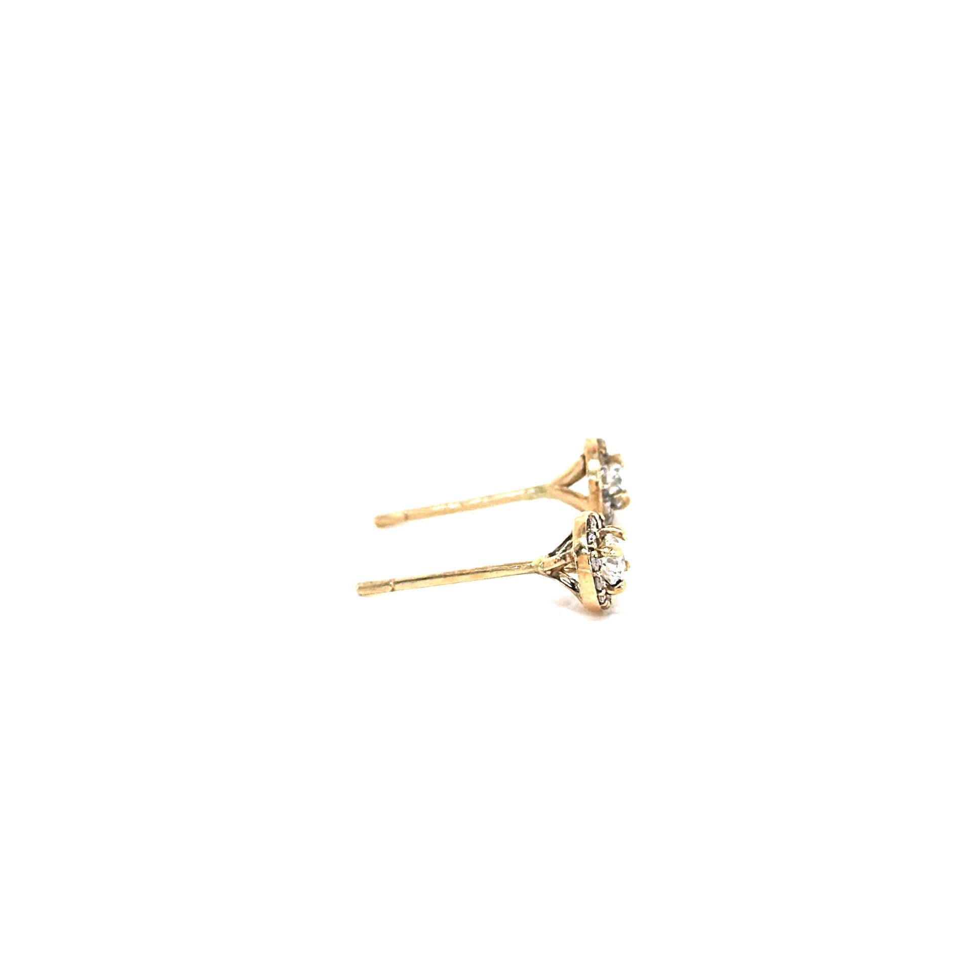 Diamond Halo Studs In 14K