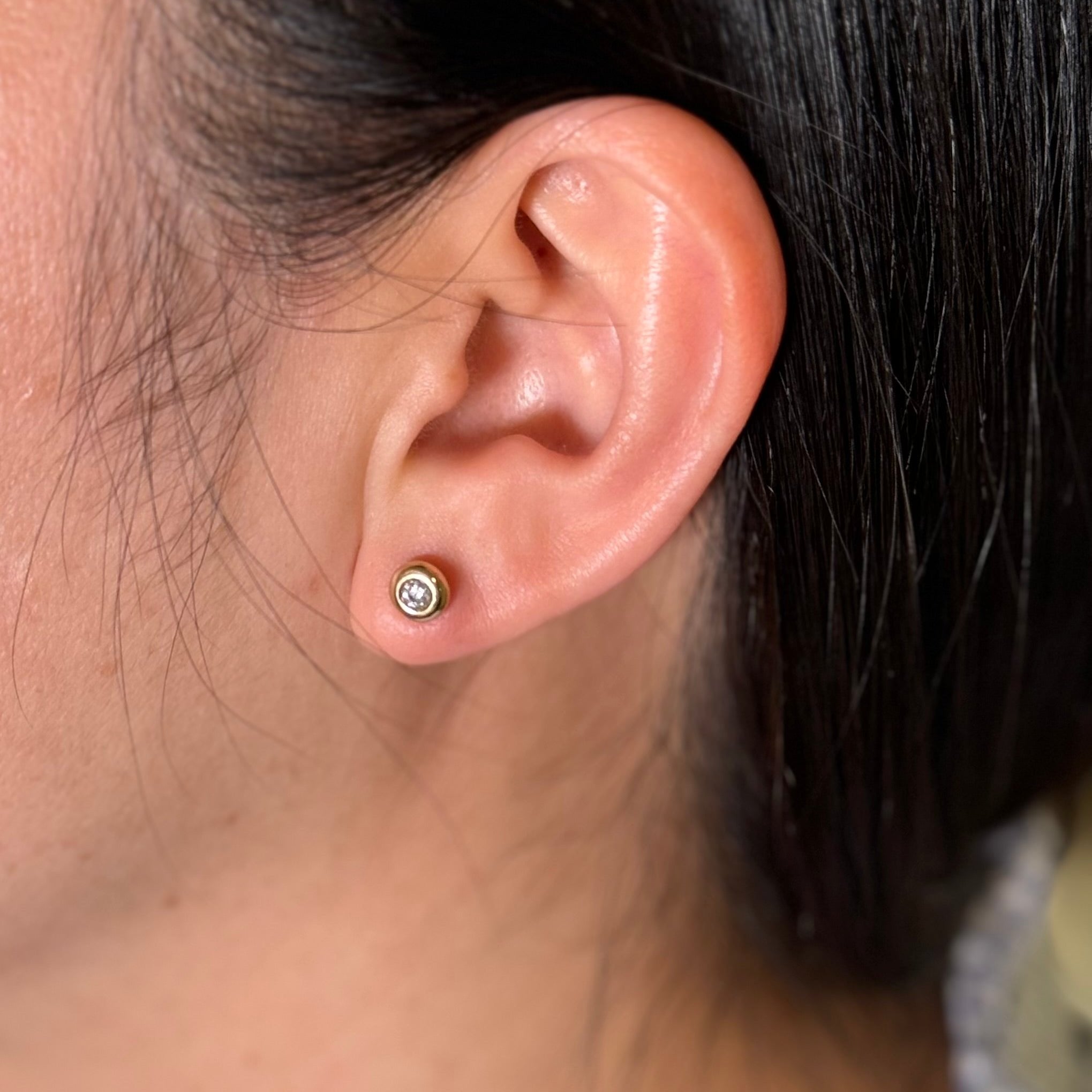 Diamond Dome Studs -14k gold