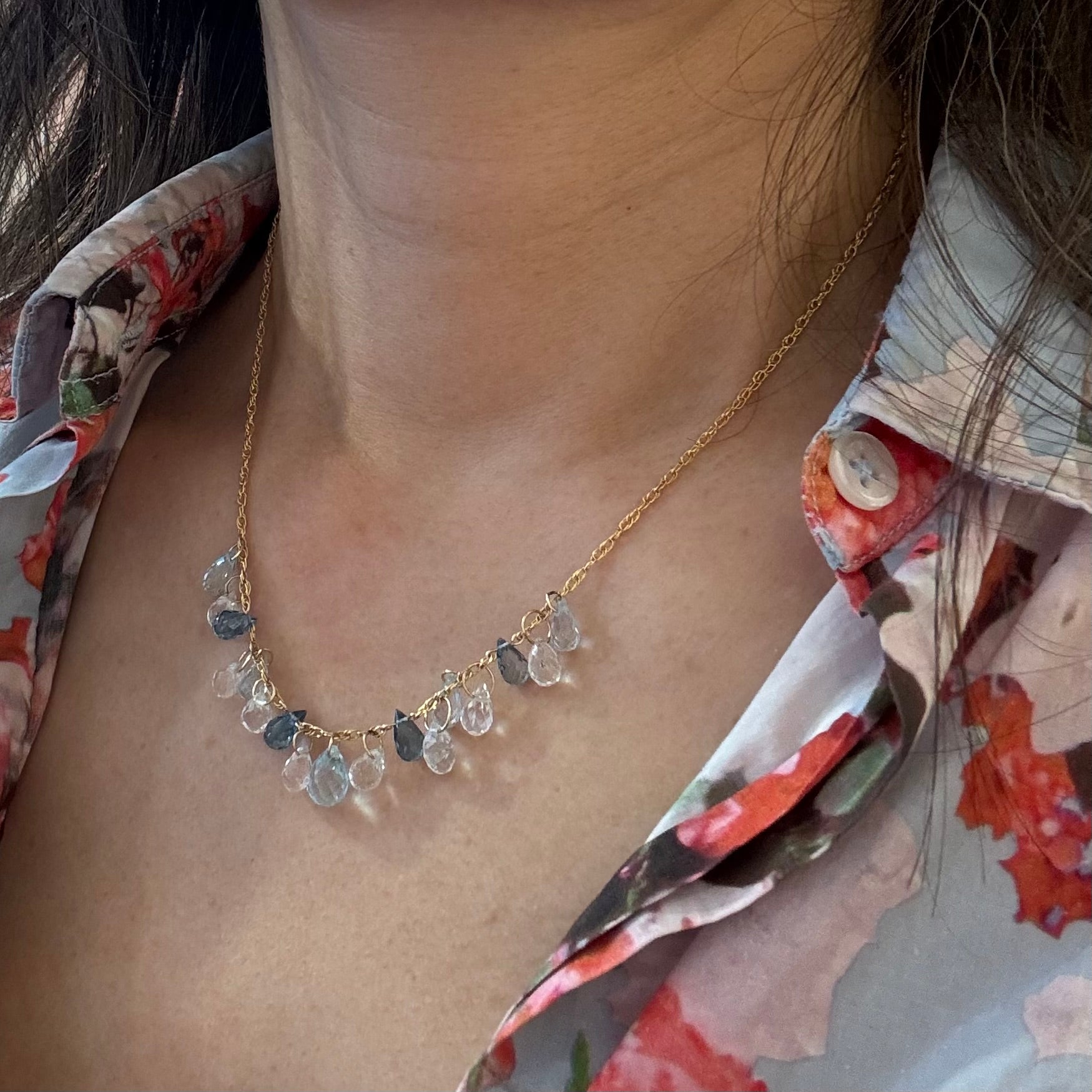 Love In Blue Cluster Necklace