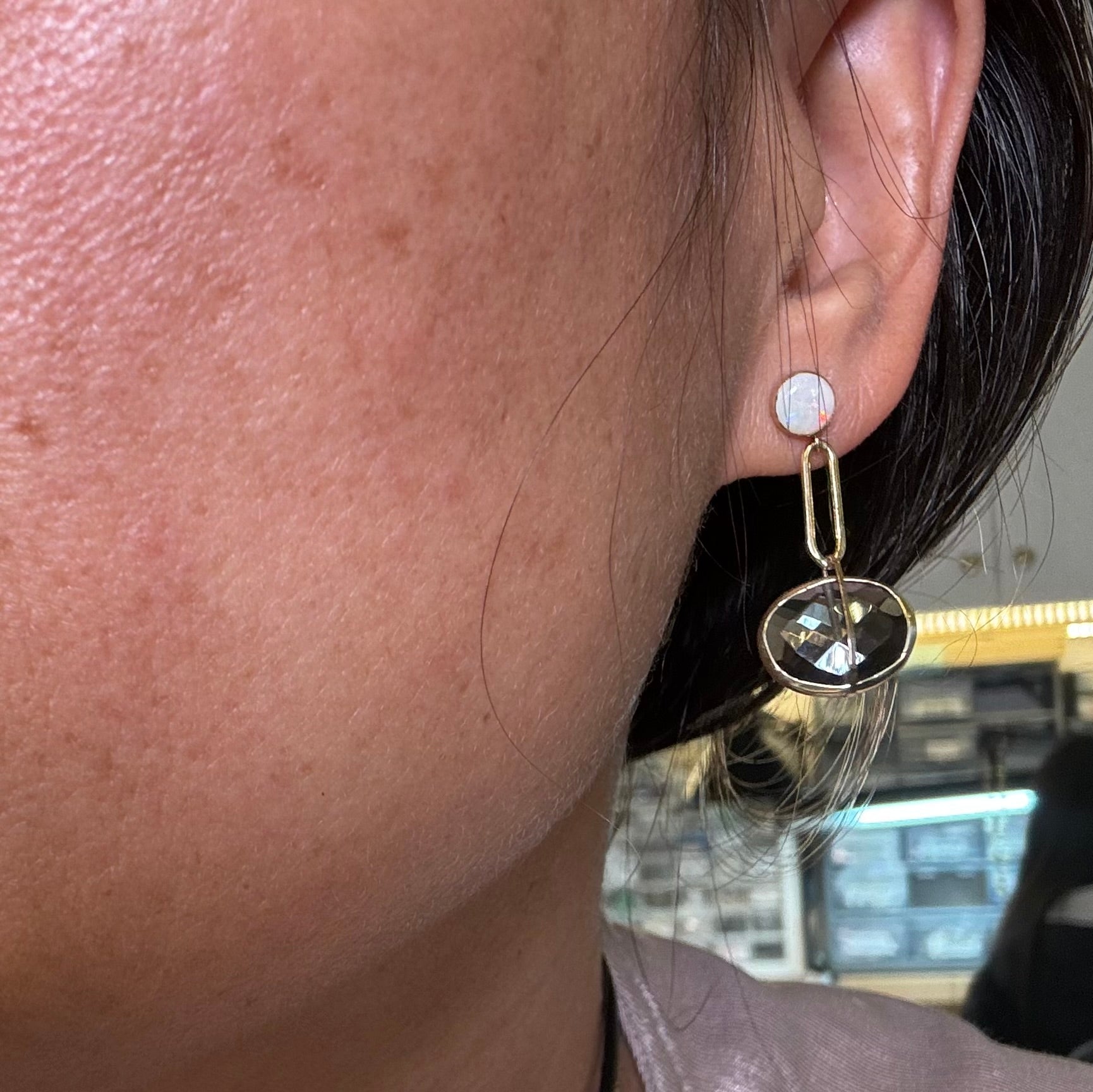 Gem Wired Drop Link Earrings