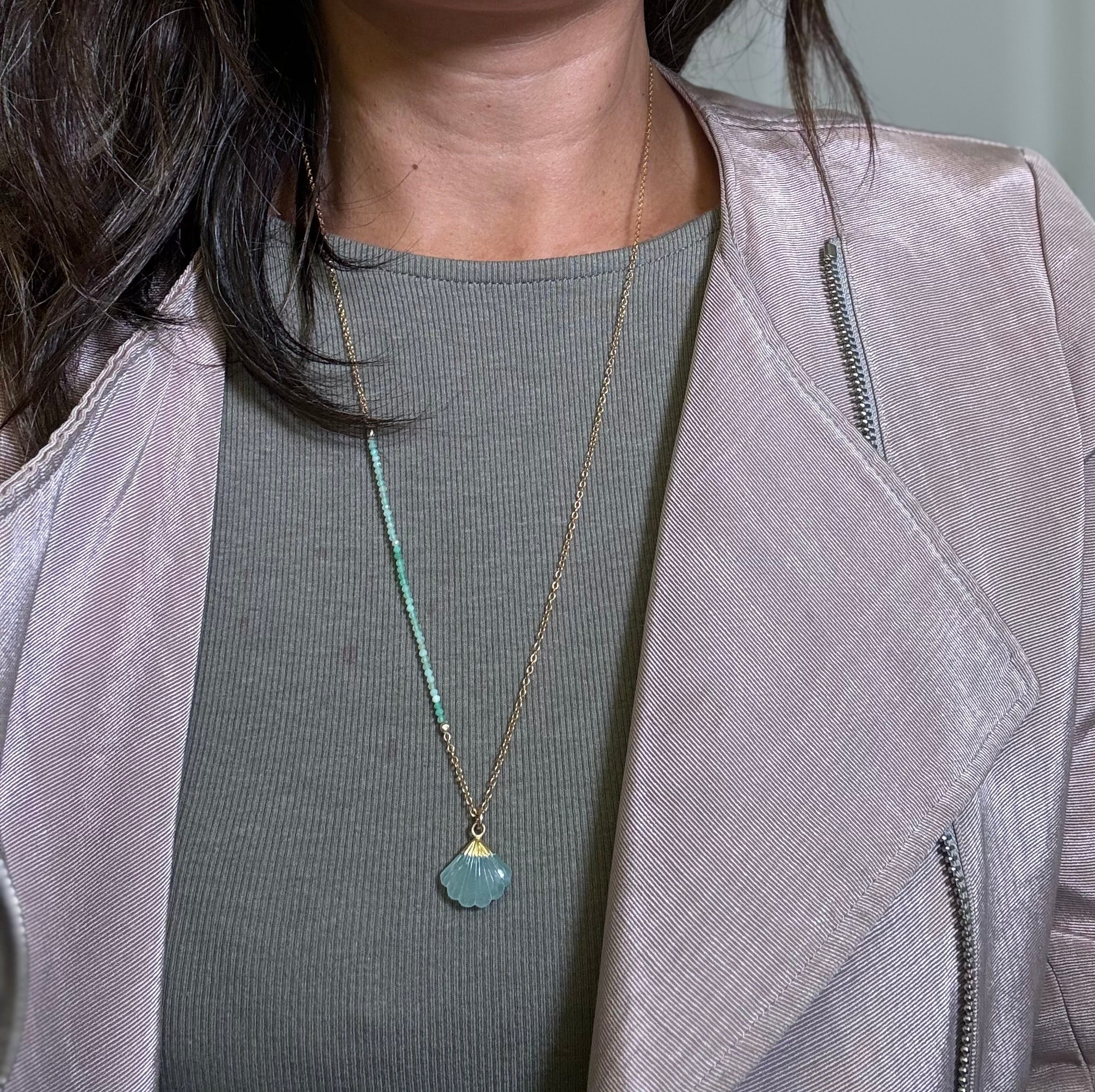 Ana Aqua Gem Chain Necklace