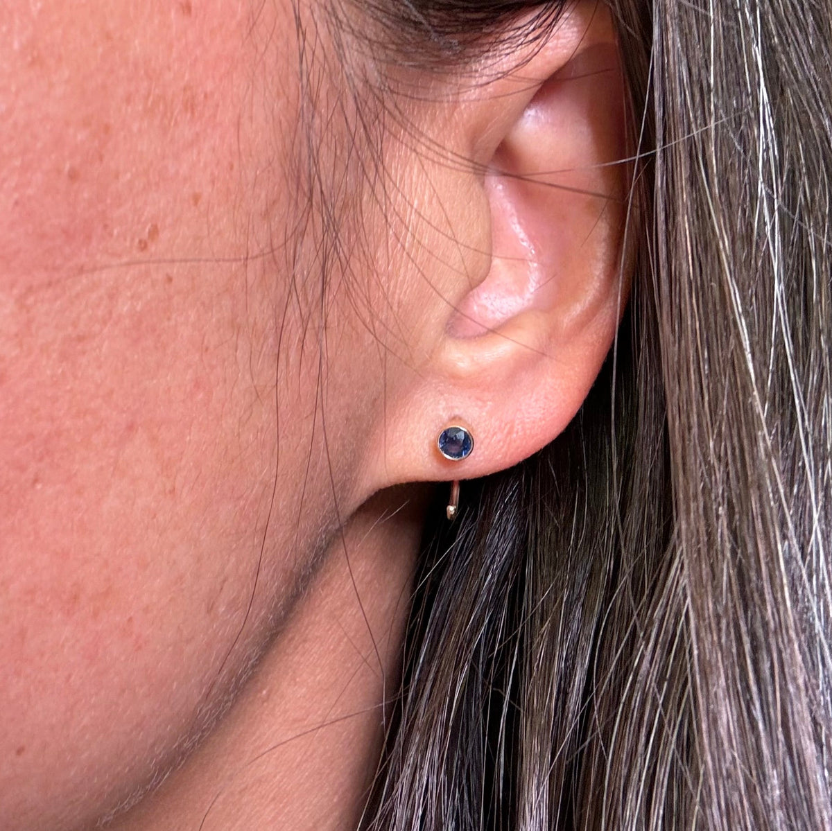 Gem Hugger Earrings In 14K - Blue Sapphire