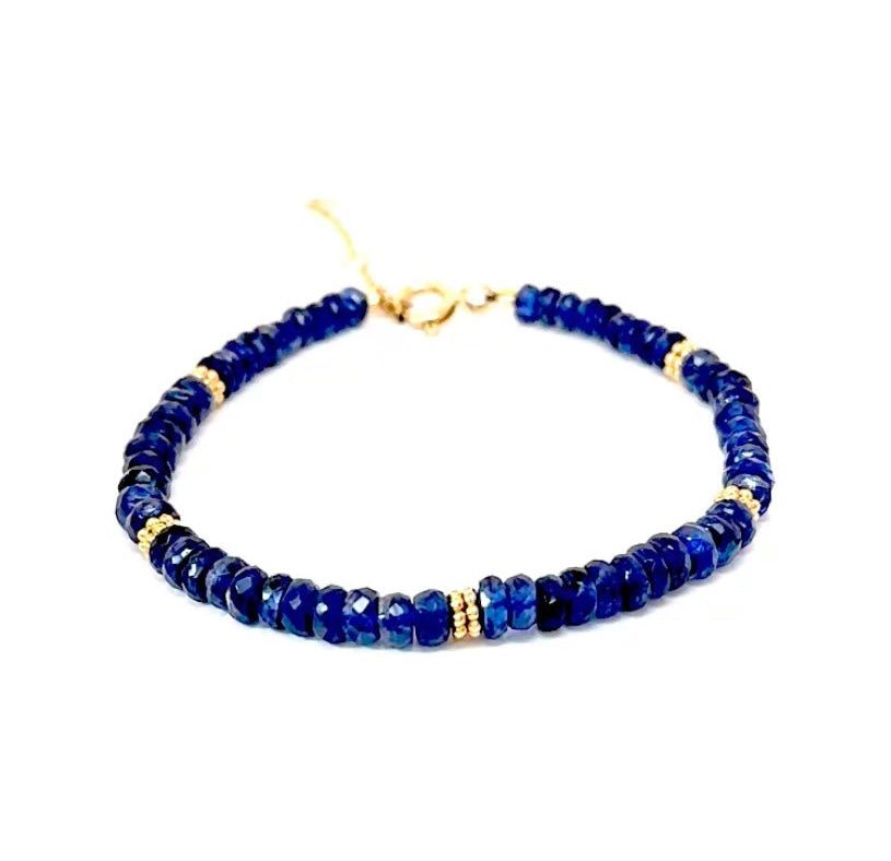 Kyanite Bracelet With Flower Beads