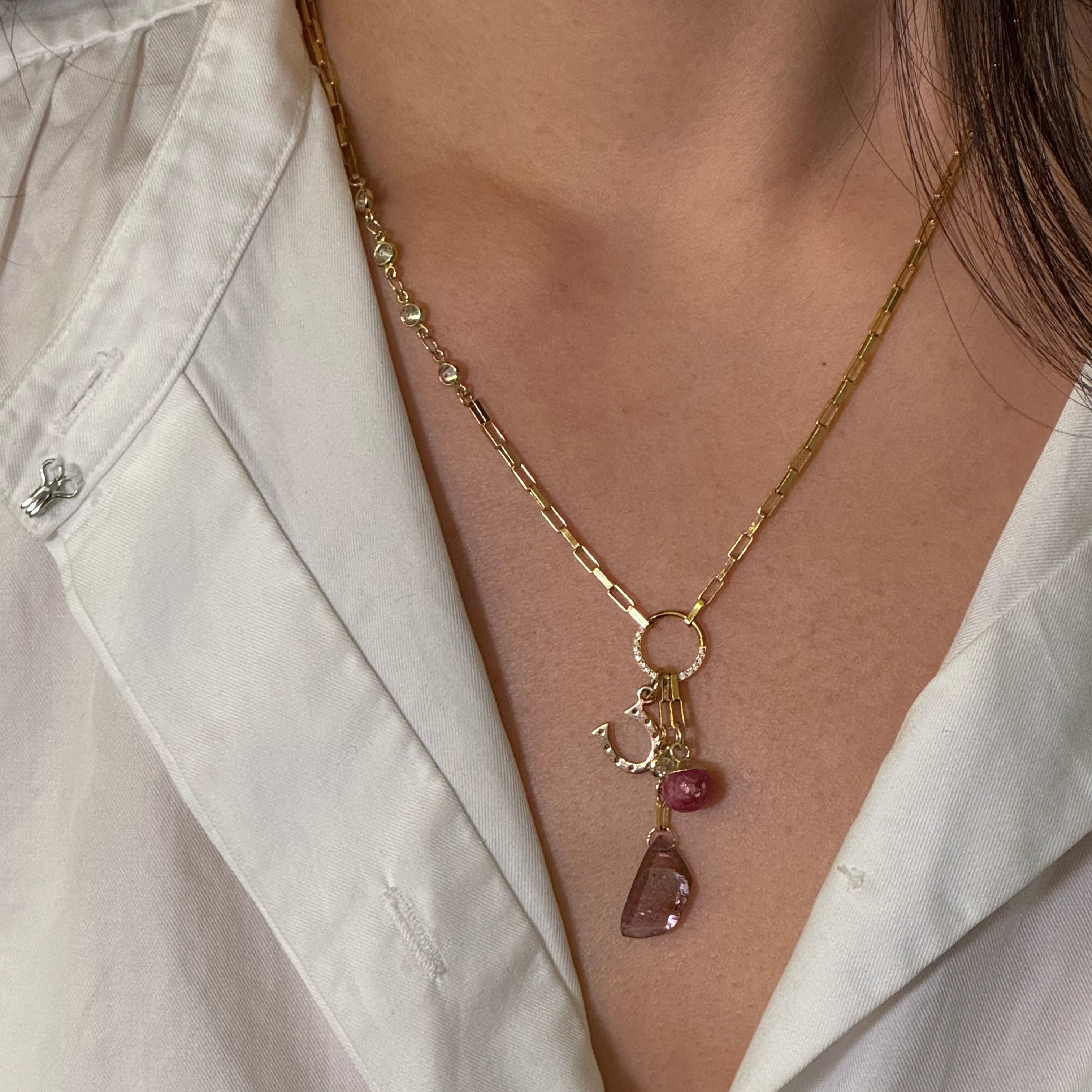 Love In Pink Horseshoe Trio Necklace