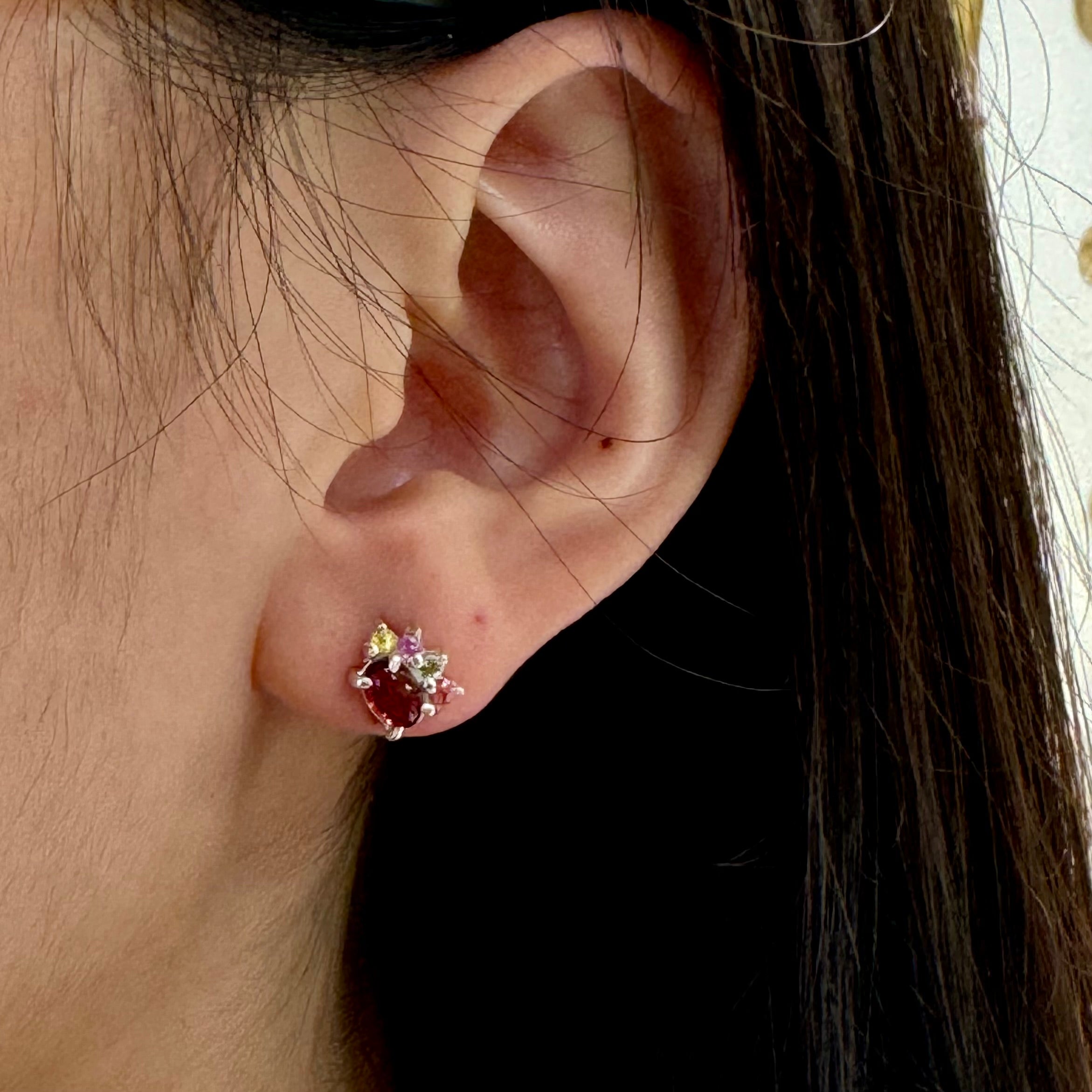 Organic Diamond Flare Silver Studs