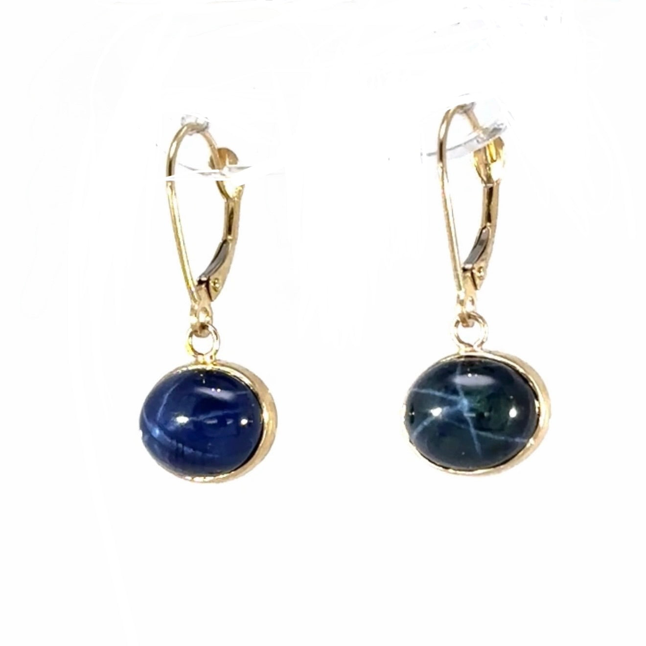 Star Sapphire Lever Back Earrings