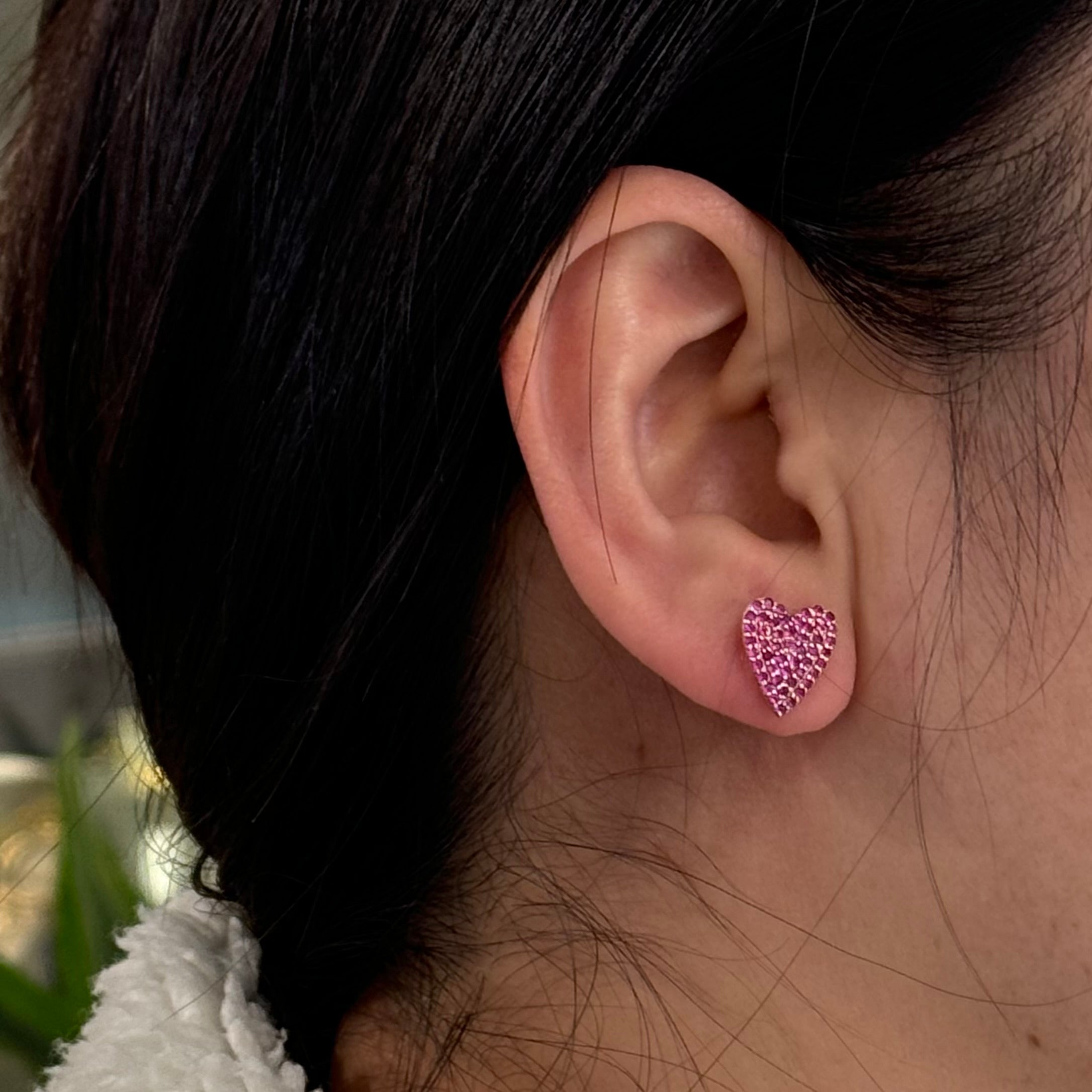 Natural Ruby Heart Studs