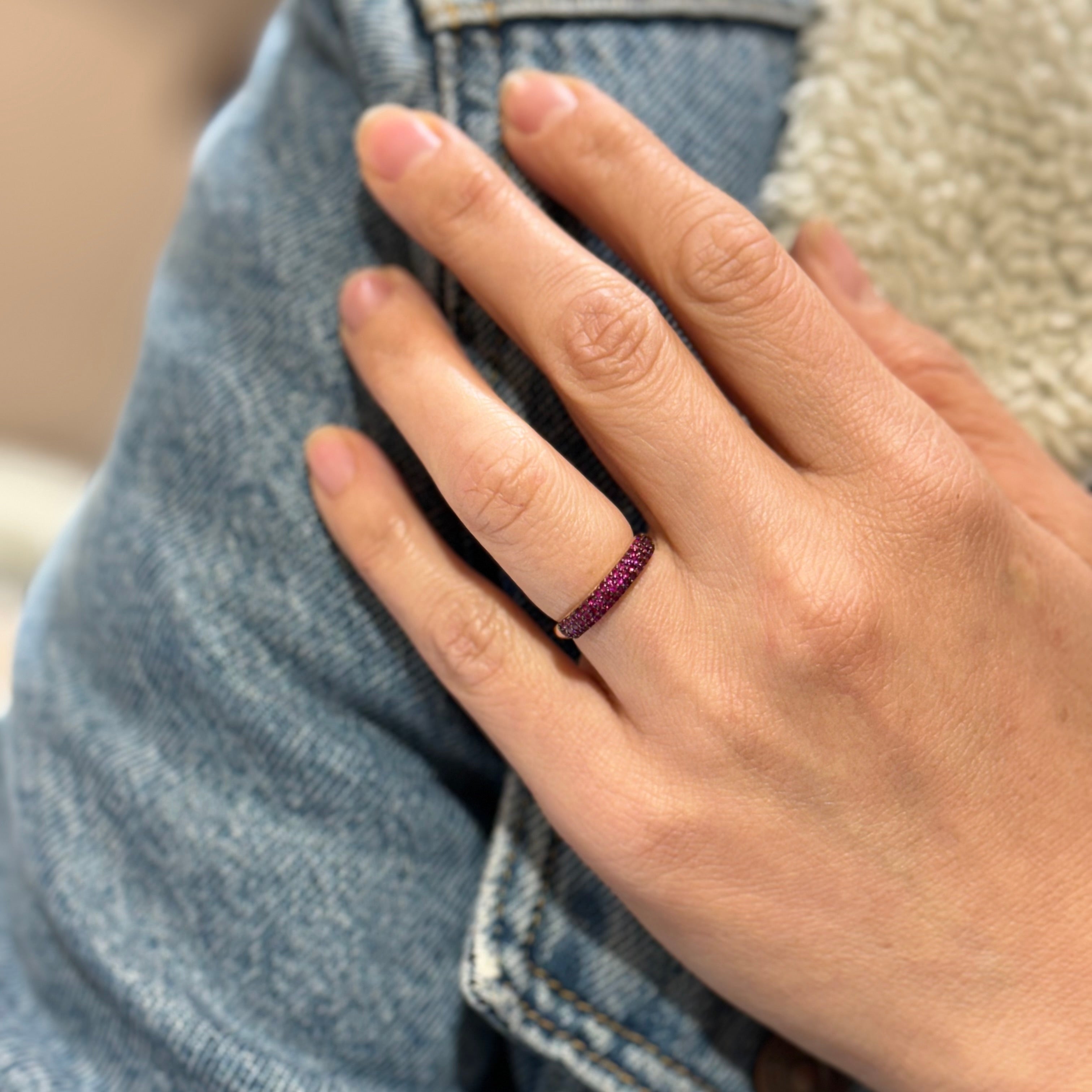 Triple Row Ring In 14K Rose Gold