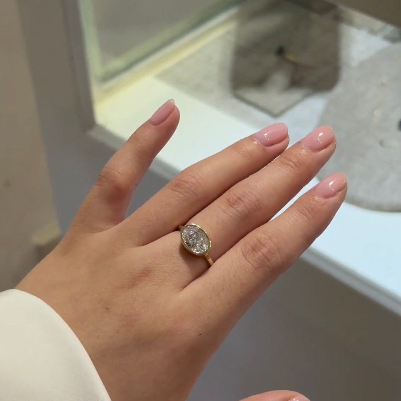 Deep Bezel Certified Oval Lab-Grown Diamond Ring 14K