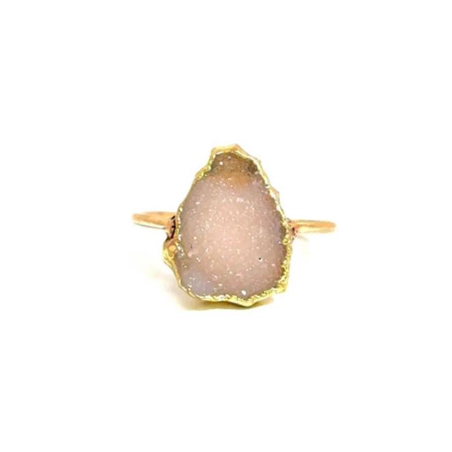 Pink Druzy Ring