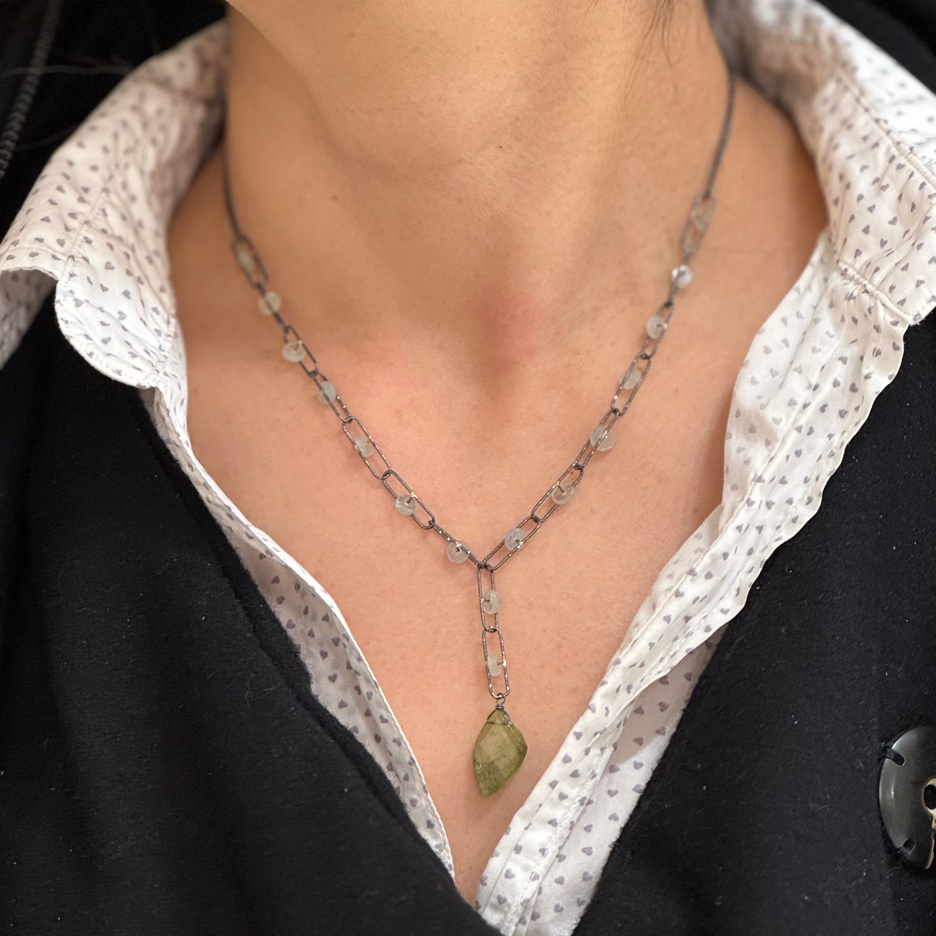 Tori Diamond Or Tourmaline Lariat Silver Necklace