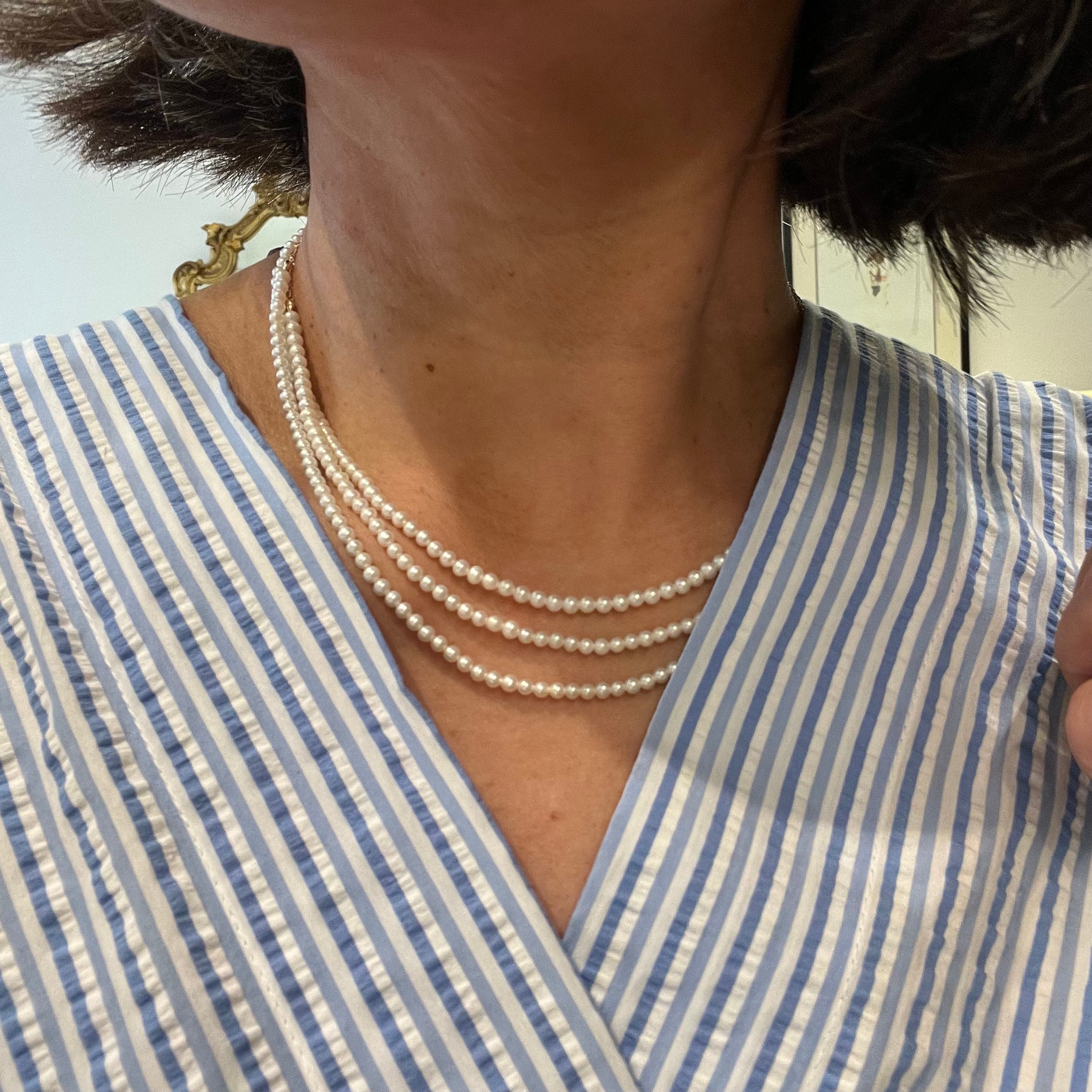 Trio Pearl Necklace In 14K