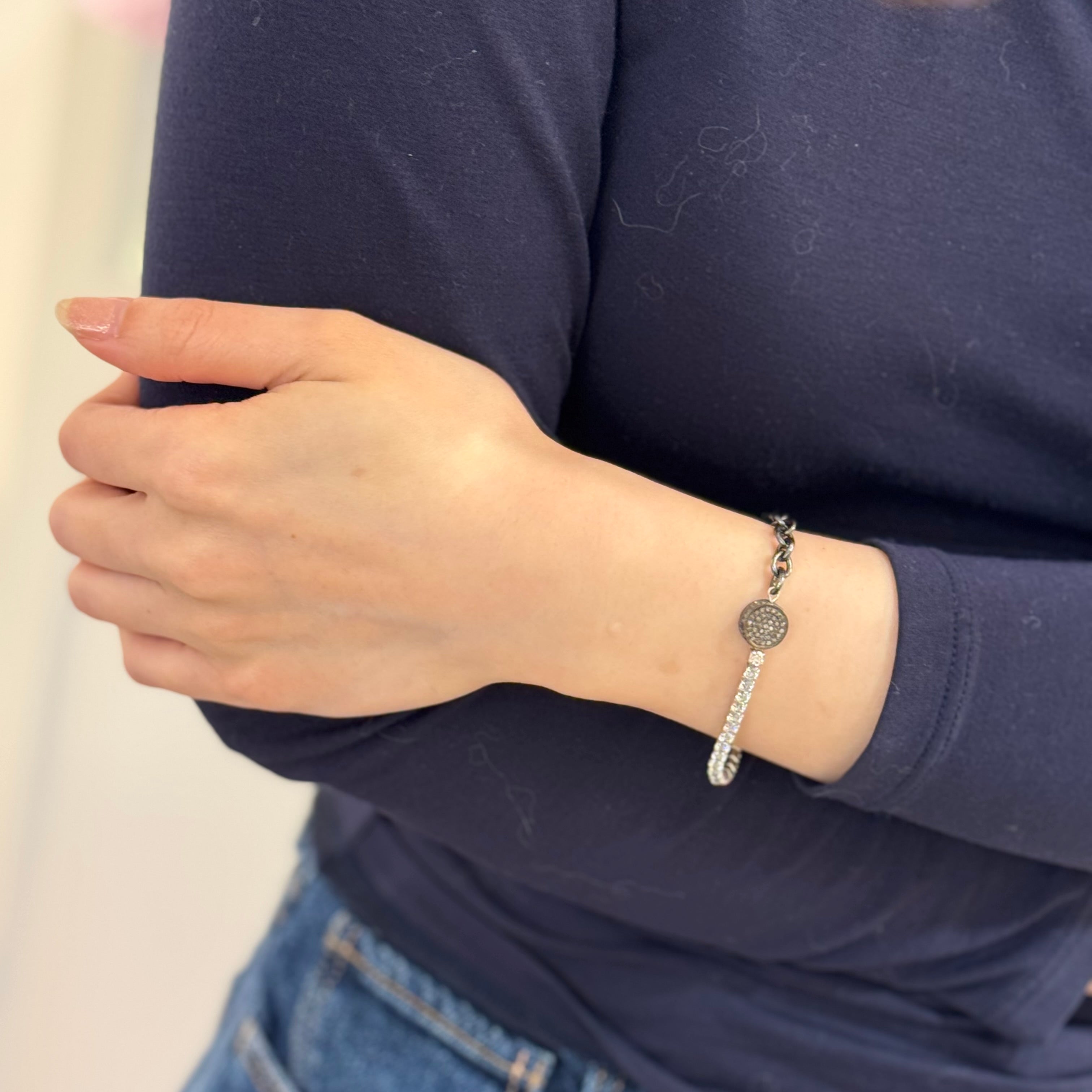Half Lab Grown Diamond Tennis Bracelet-14k And Silver Mixed