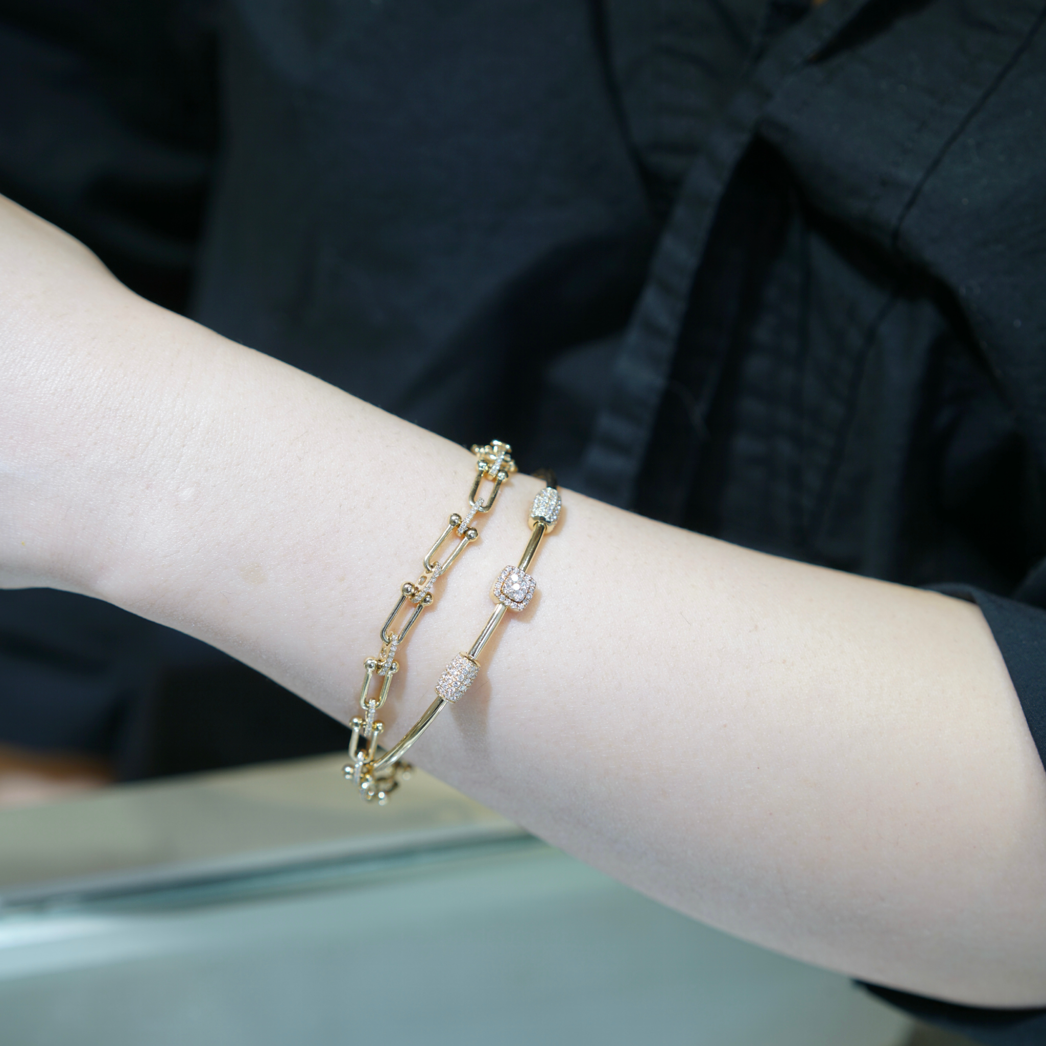 Diamond U Shape 14k Bracelet