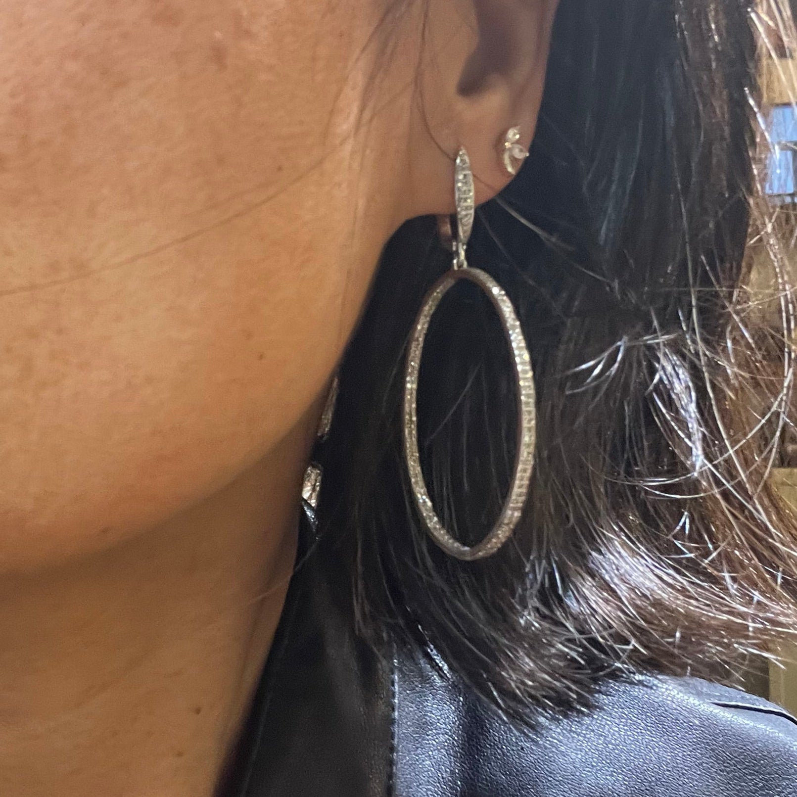 Pave Diamond Hoops silver-2.26 carats