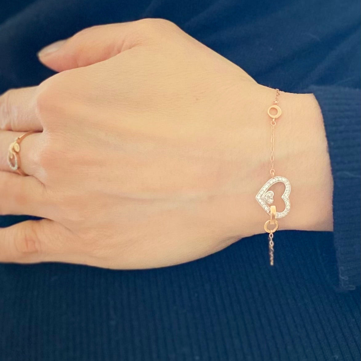 Diamond Heart Gold Bracelet in 18k