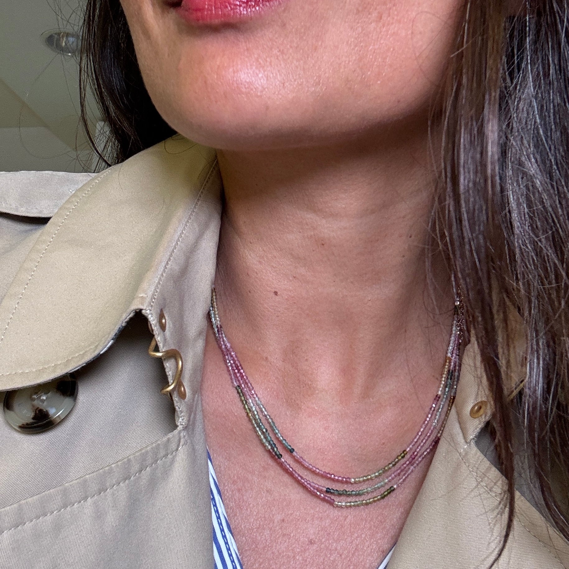 Trio Rainbow Tourmaline Necklace