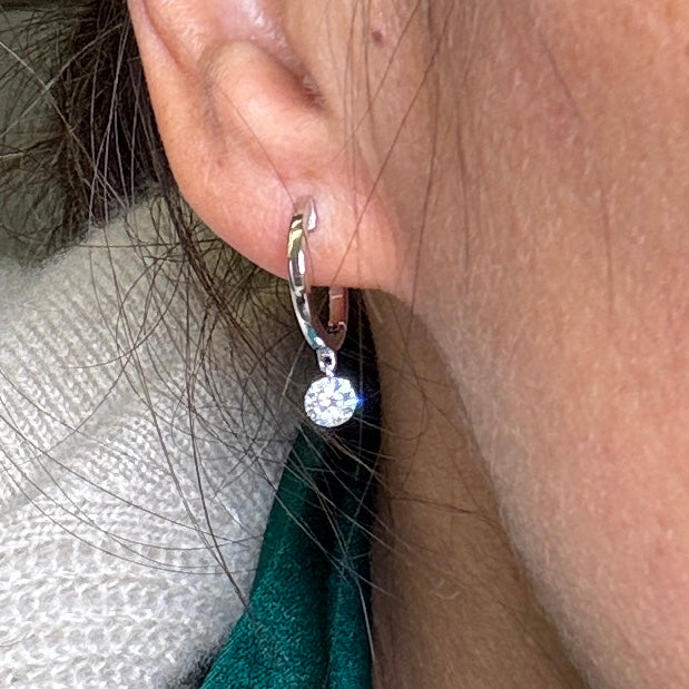 Lab Grown Diamond Floating Hoops-14k White Gold