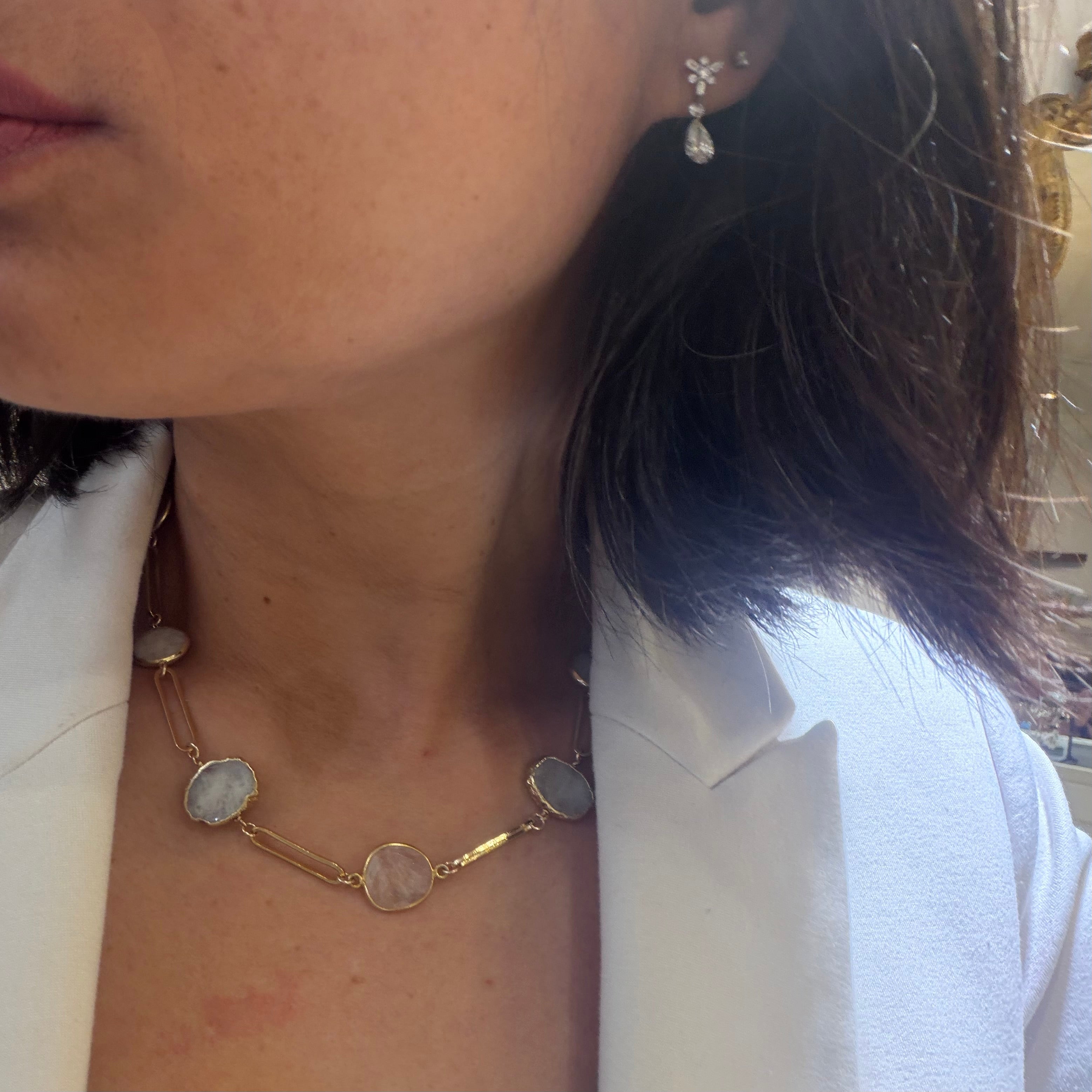 Moonstone Como Paperclip Necklace