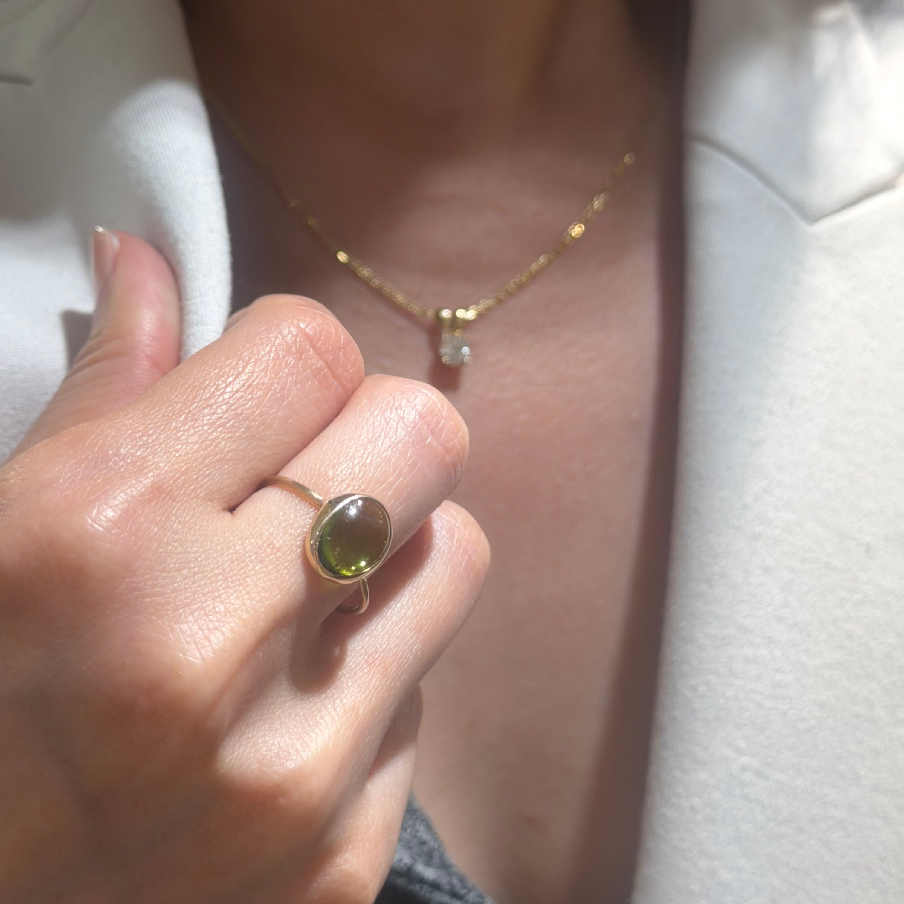 Hidden Spring Peridot Ring 14k