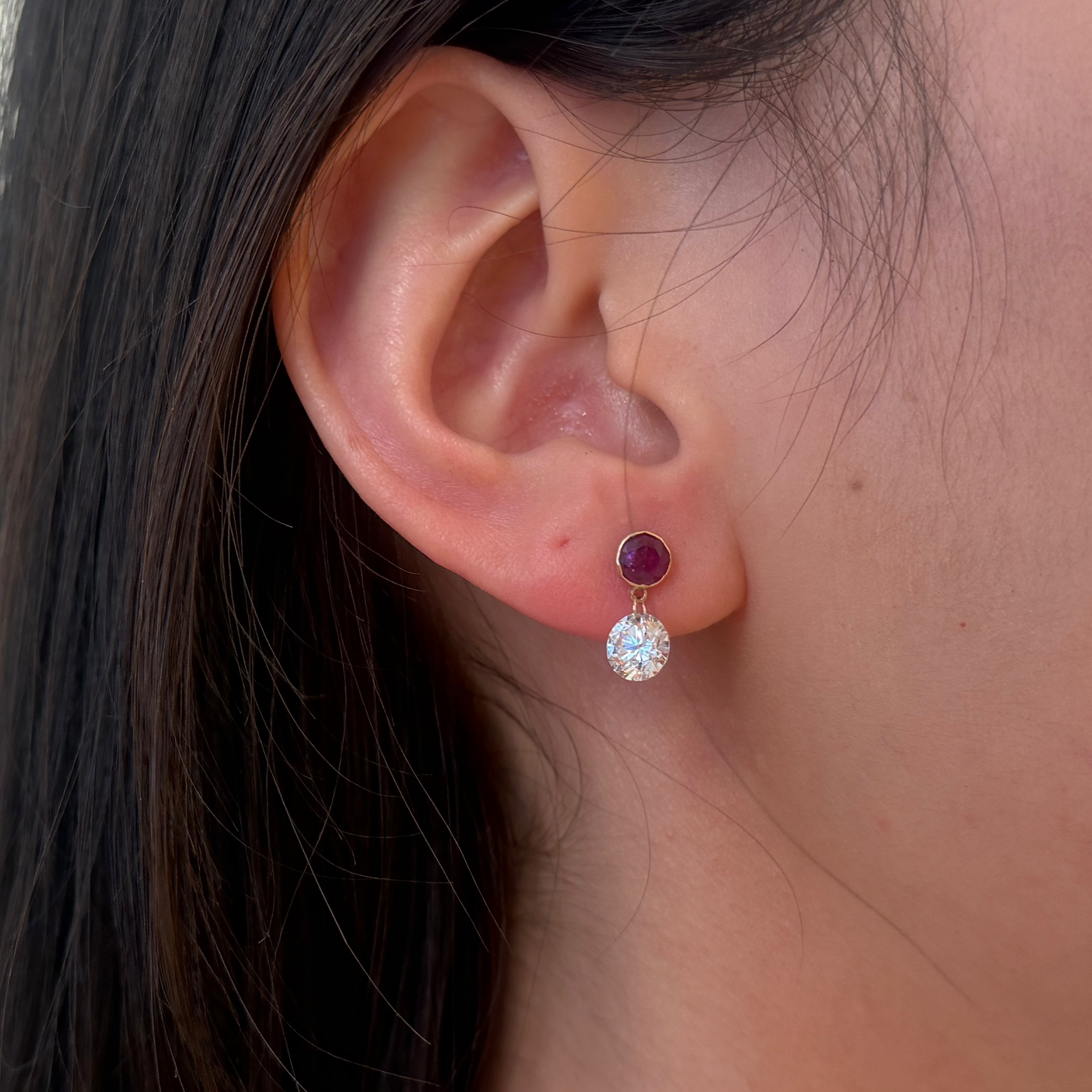 Natural Rubies With Certified Lab Grown Diamond Drops Earrings