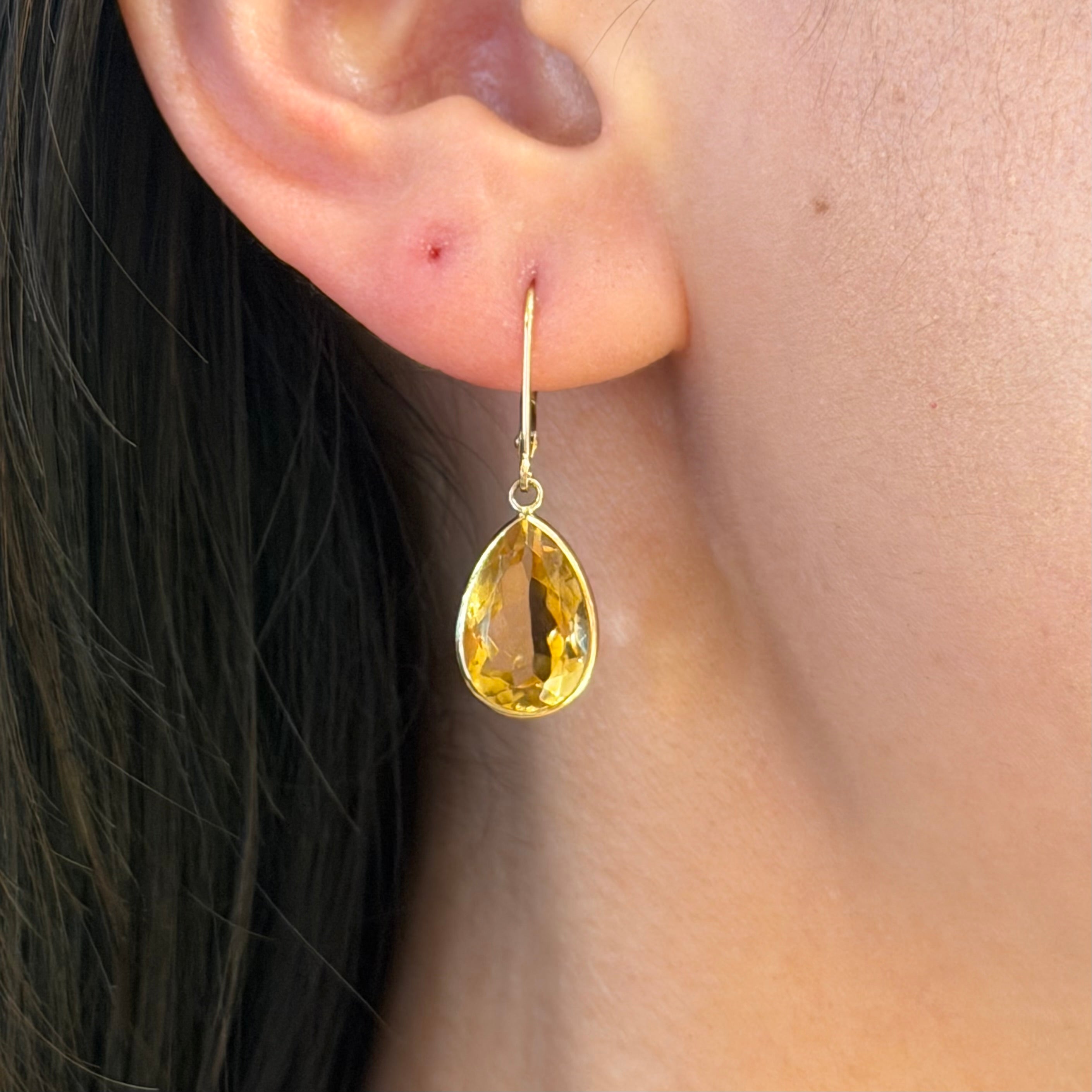 Citrine Lever Back Earrings In 14k