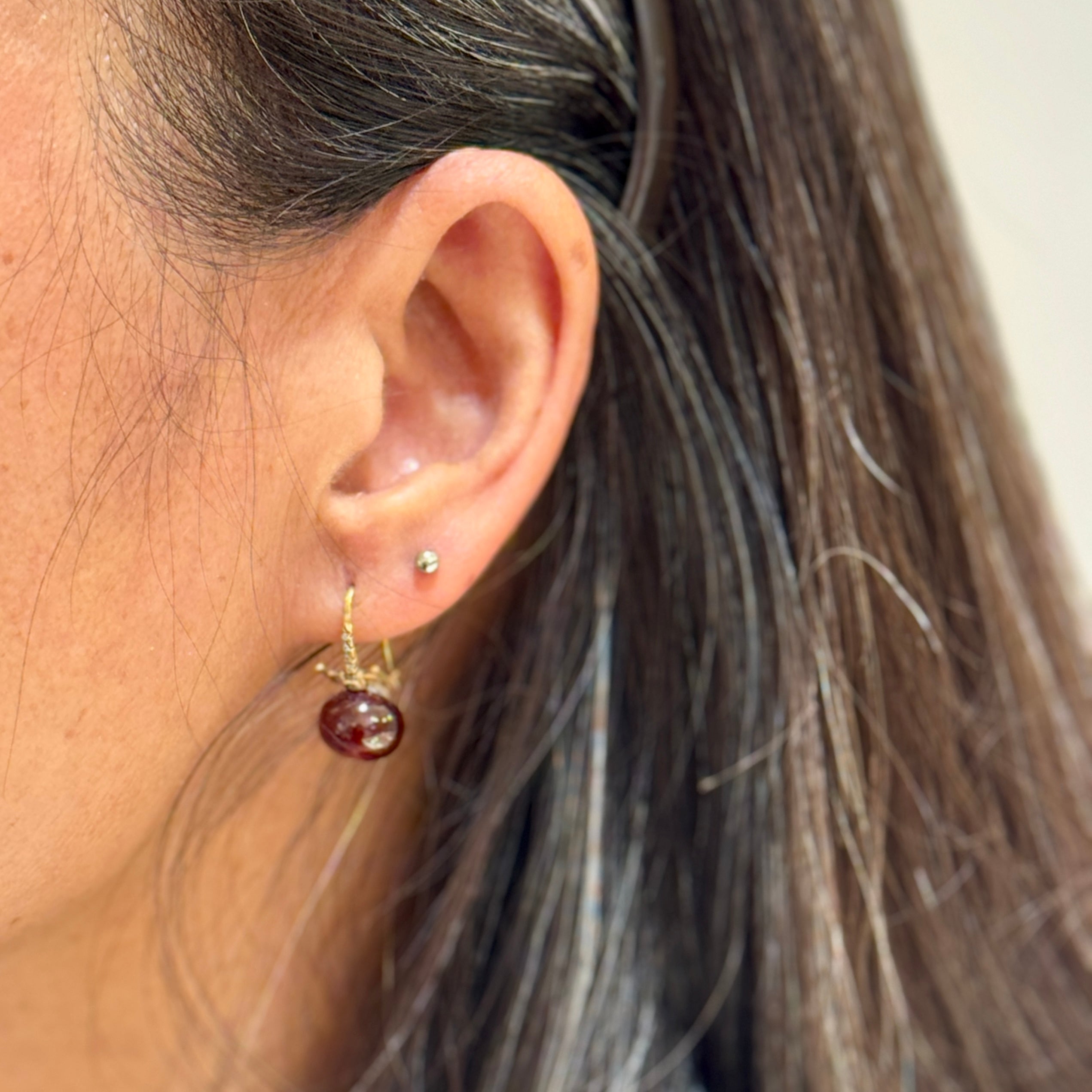 Garnet Donut Hoops Earrings