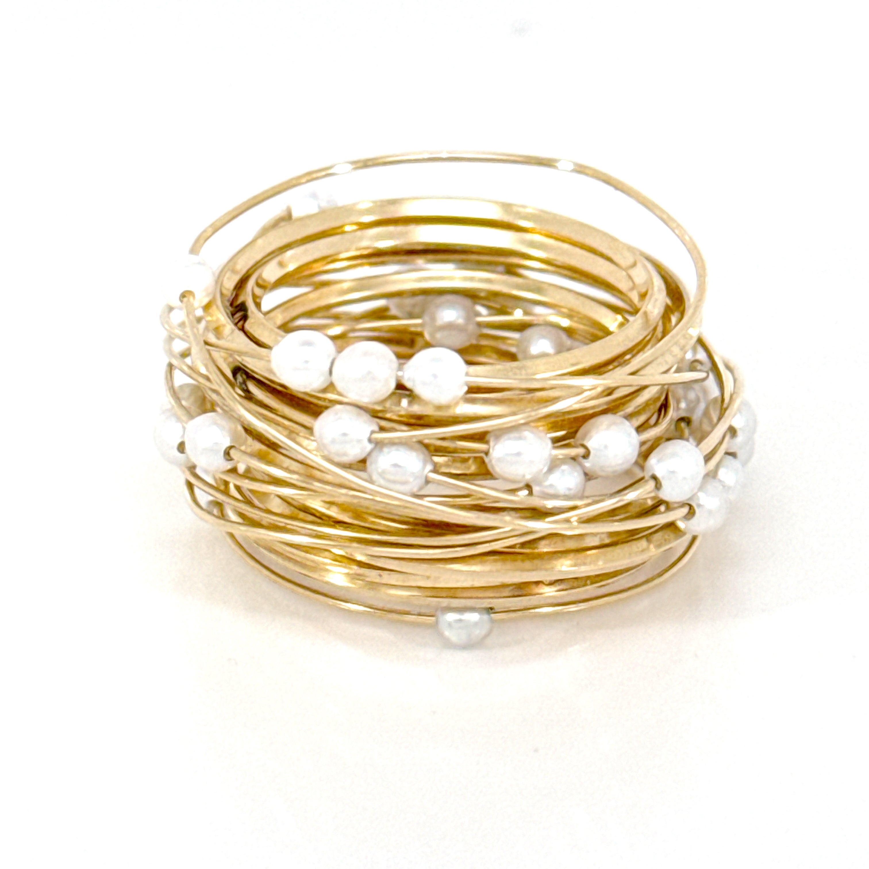 Intertwined Multi Strand Pearl Ring